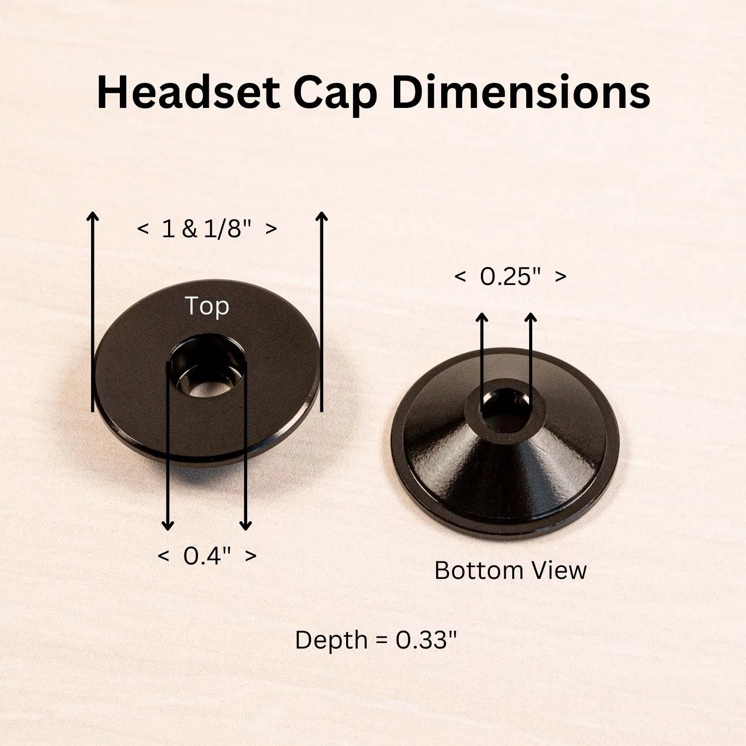 1 &  Headset Stem Top Cap for MTB Road Mountain Bike, Laser Etched Anodized Aluminum, EJECT BUTTON Text (BLACK)