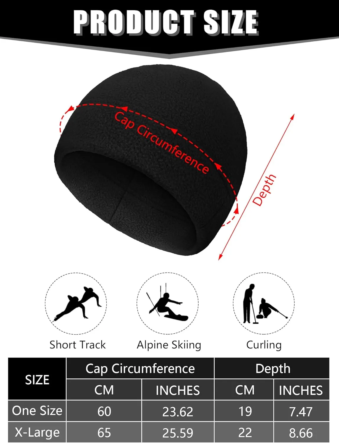 6 Pcs Fleece Skull Cap Men Fleece Beanie Winter Watch Hat Warm Polar Beanie Cap Thick Windproof Unisex for Outdoor Exercising