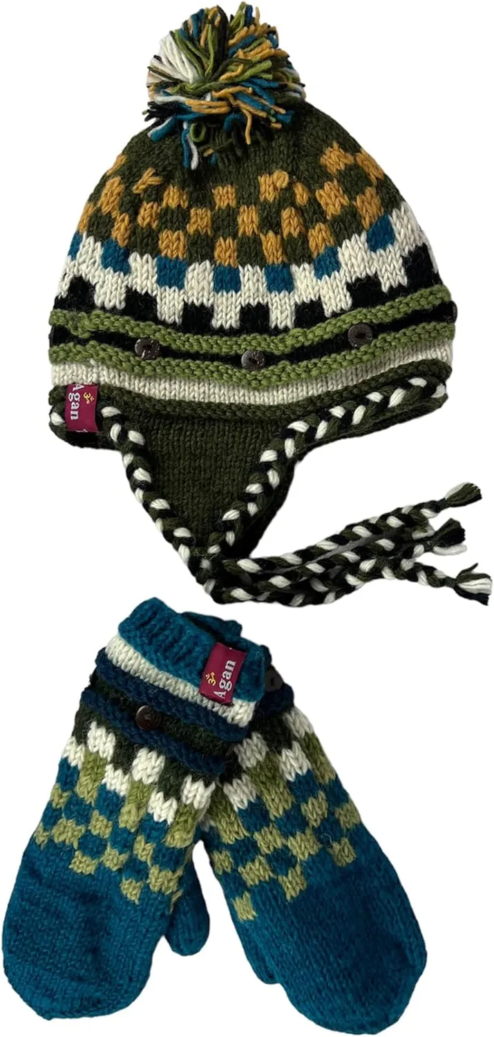 Agan Traders Women's 2025 Spring Assorted Women's Knit Wool Thick Hat Mitten Fingerless Glove Warm Fleece Lined Himalaya