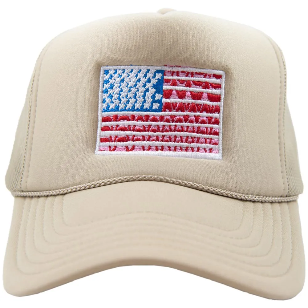 American Flag Wholesale Women's Foam Trucker Hat