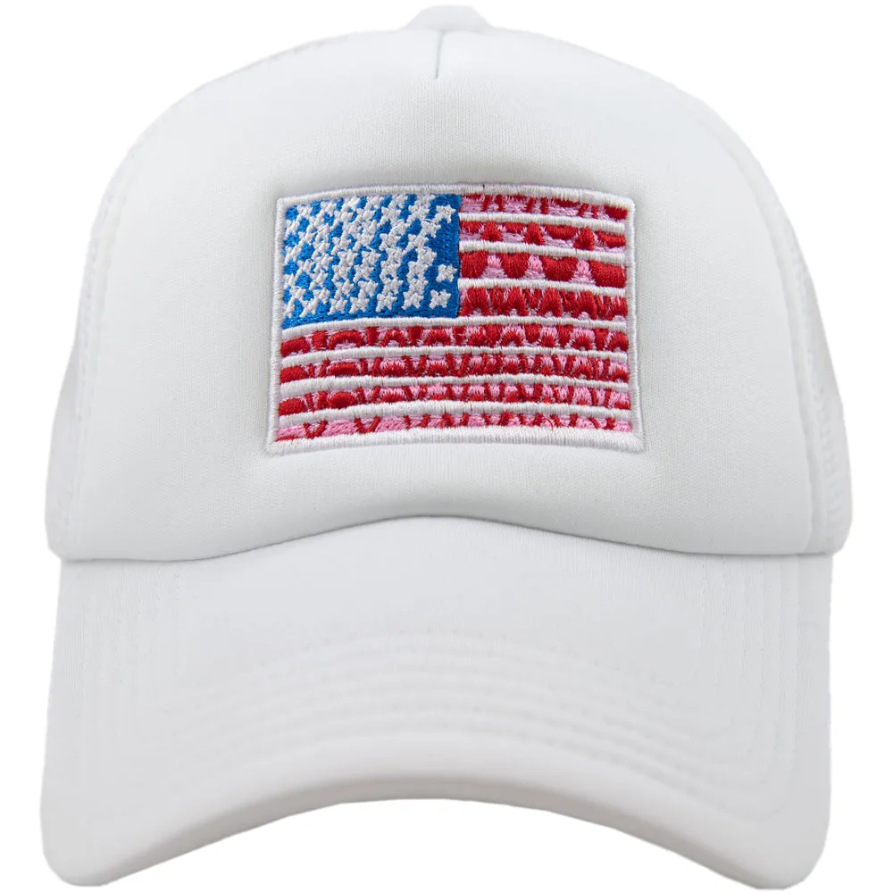 American Flag Wholesale Women's Foam Trucker Hat