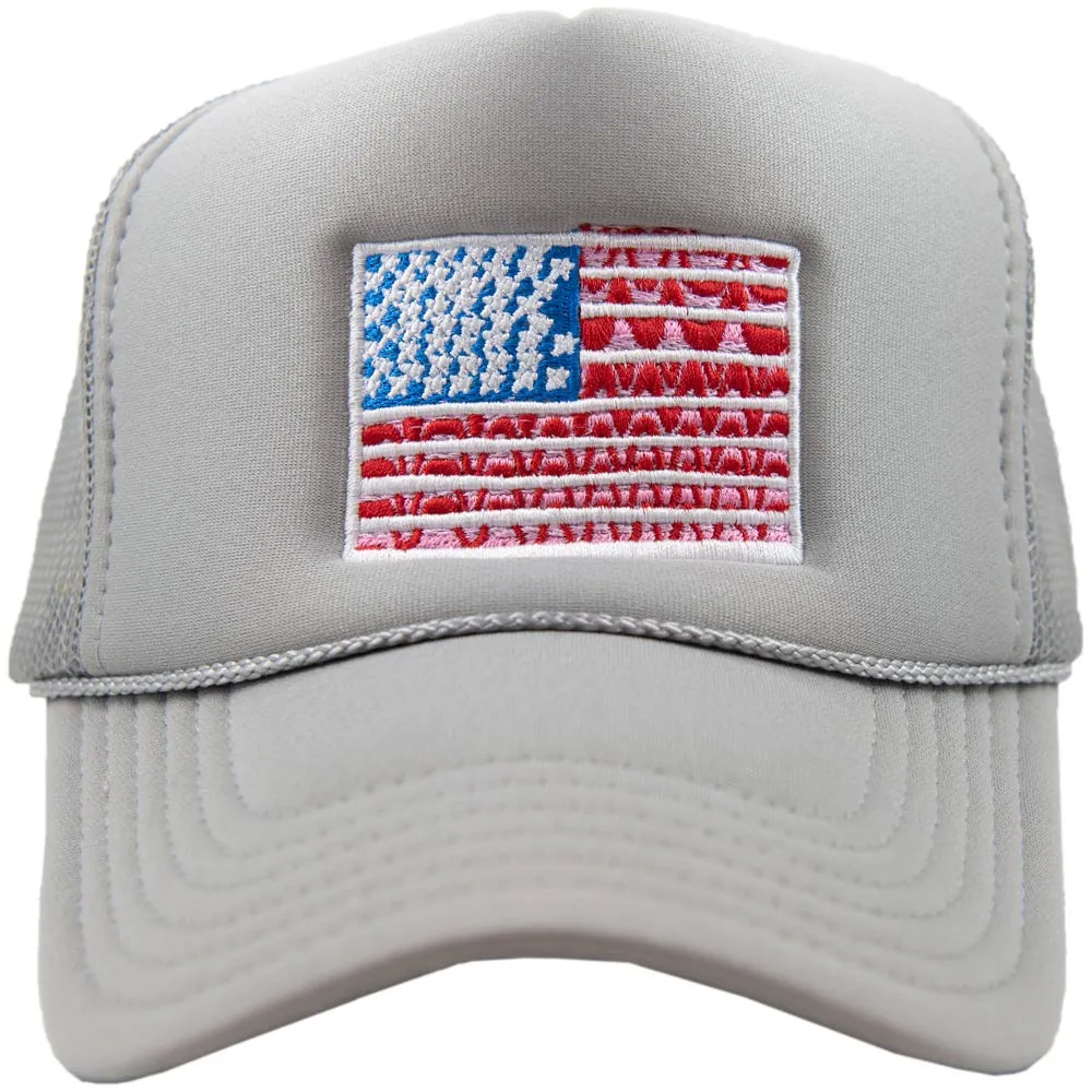 American Flag Wholesale Women's Foam Trucker Hat