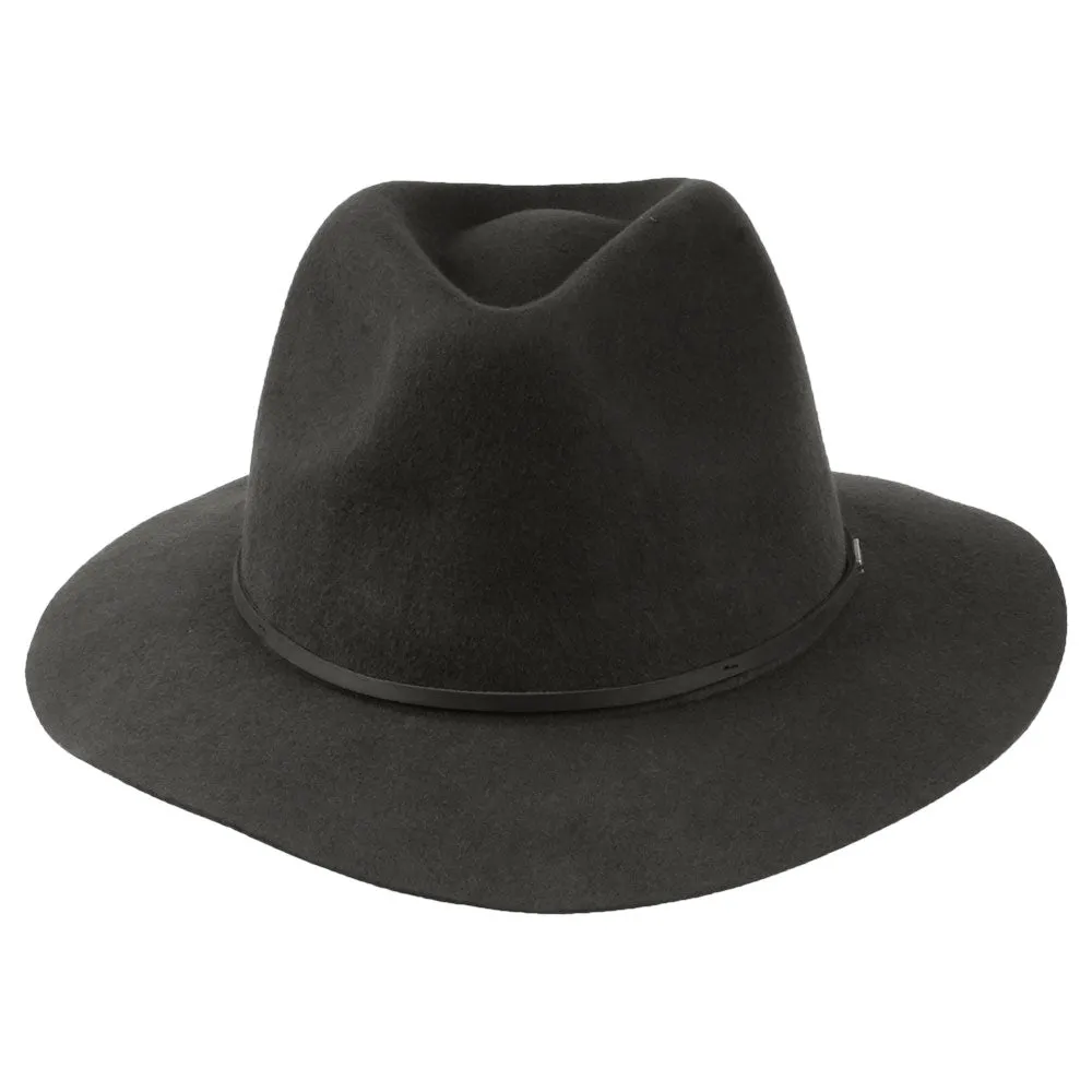 Brixton Hats Wesley Packable Wool Felt Fedora Hat - Washed Black