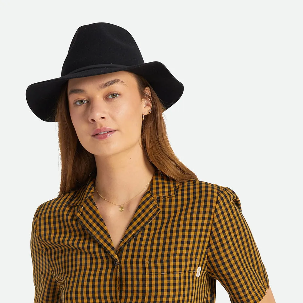 Brixton Hats Wesley Packable Wool Felt Fedora Hat - Washed Black