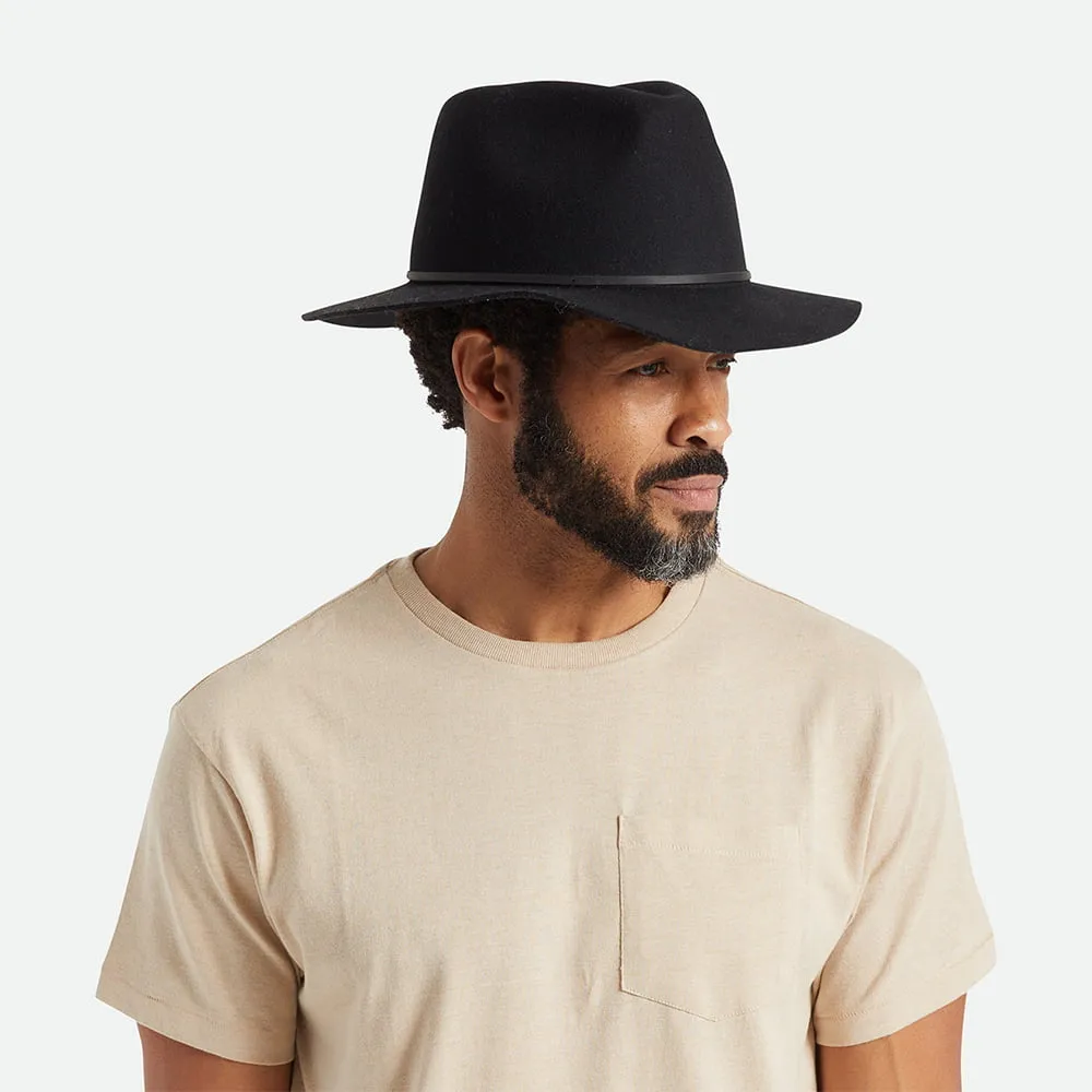 Brixton Hats Wesley Packable Wool Felt Fedora Hat - Washed Black