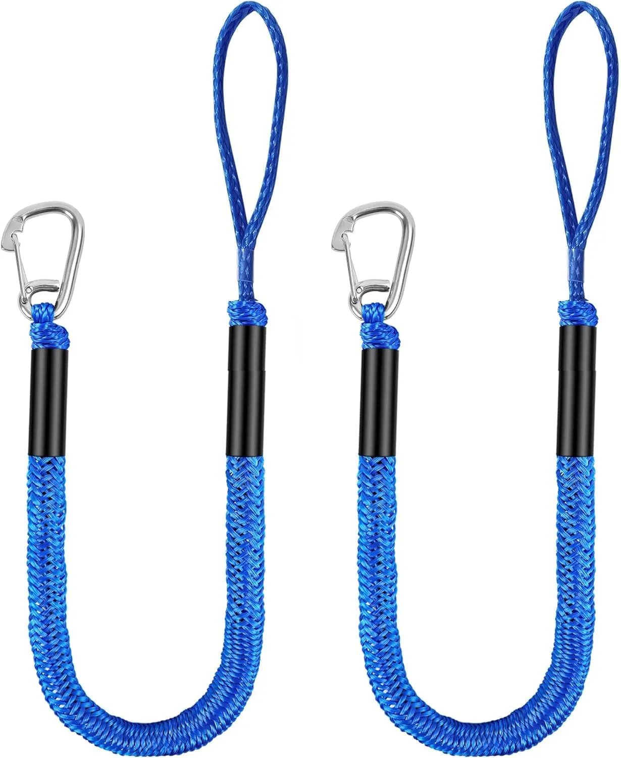 Bungee Dock Lines, 4 Feet Bungee Shock Cords Bungee Docking Rope Mooring Rope for Boat,PWC,Jet ski,Pontoon,Kayak,Canoe,Power Boat,Watercraft (Blue Single Hook)