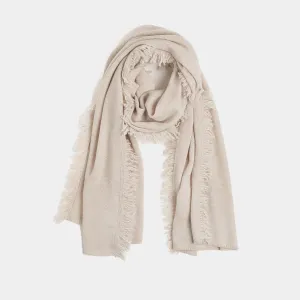 Cashmere Shawl with Fringes, Beige