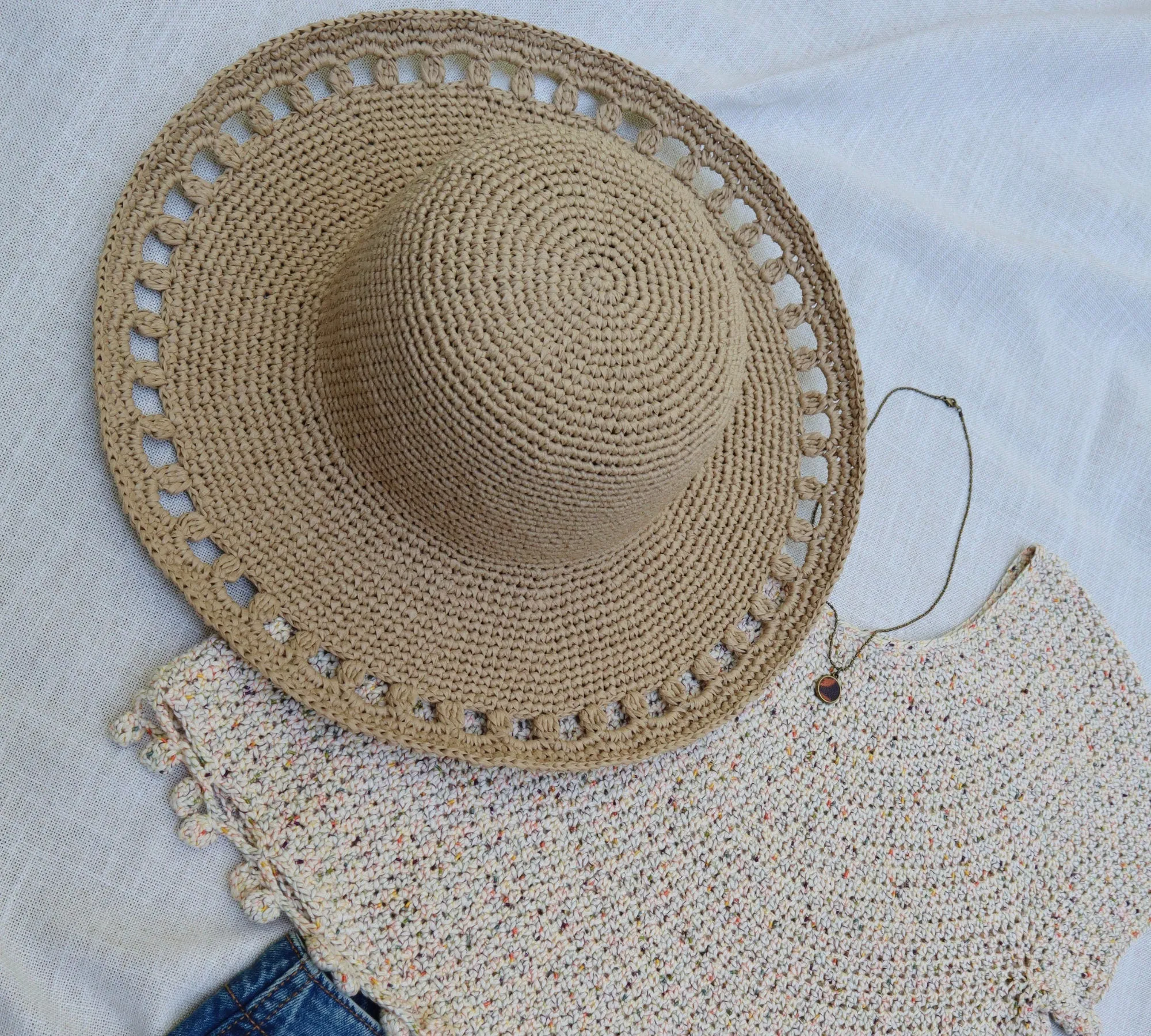 Crochet Sun Hat Pattern & Video Tutorial printable/ downloadable PDF pattern US women's S/M/L
