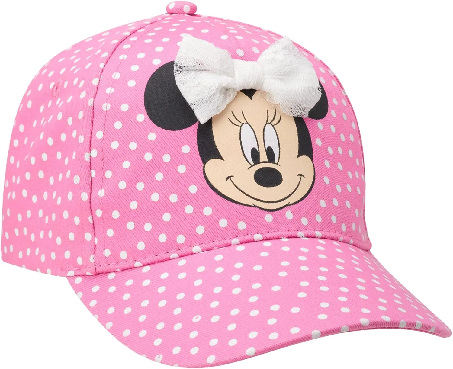 Disney Girls' Minnie Mouse Baseball Cap - 3D Bow Curved Brim Strap Back Hat (4-7)
