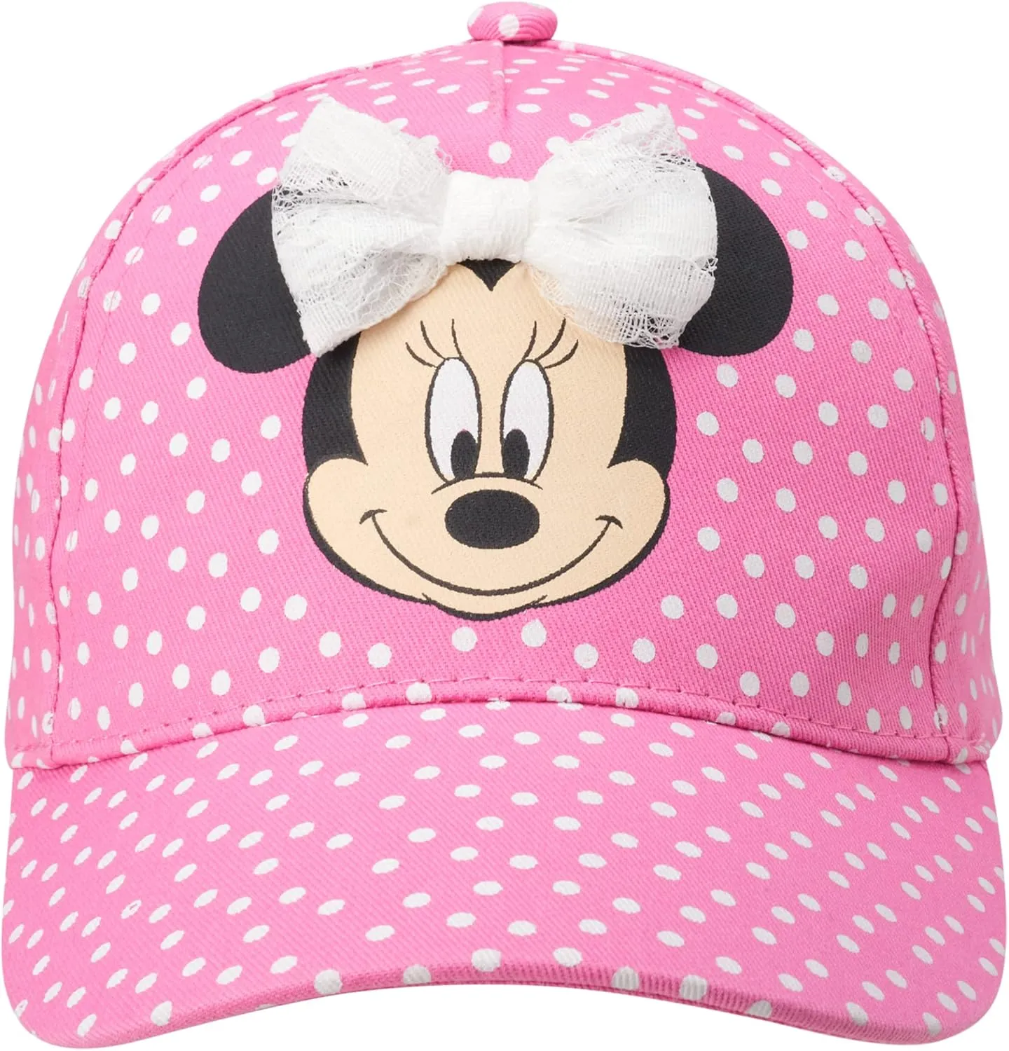 Disney Girls' Minnie Mouse Baseball Cap - 3D Bow Curved Brim Strap Back Hat (4-7)