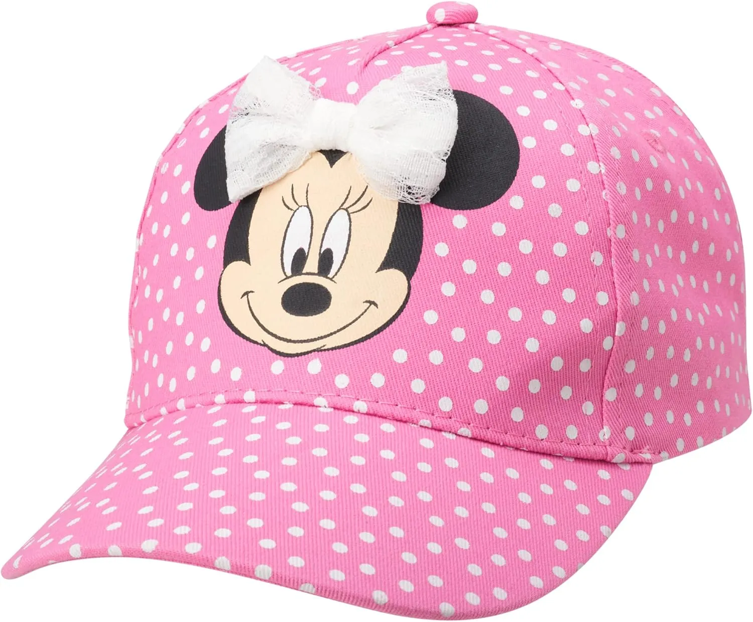 Disney Girls' Minnie Mouse Baseball Cap - 3D Bow Curved Brim Strap Back Hat (4-7)