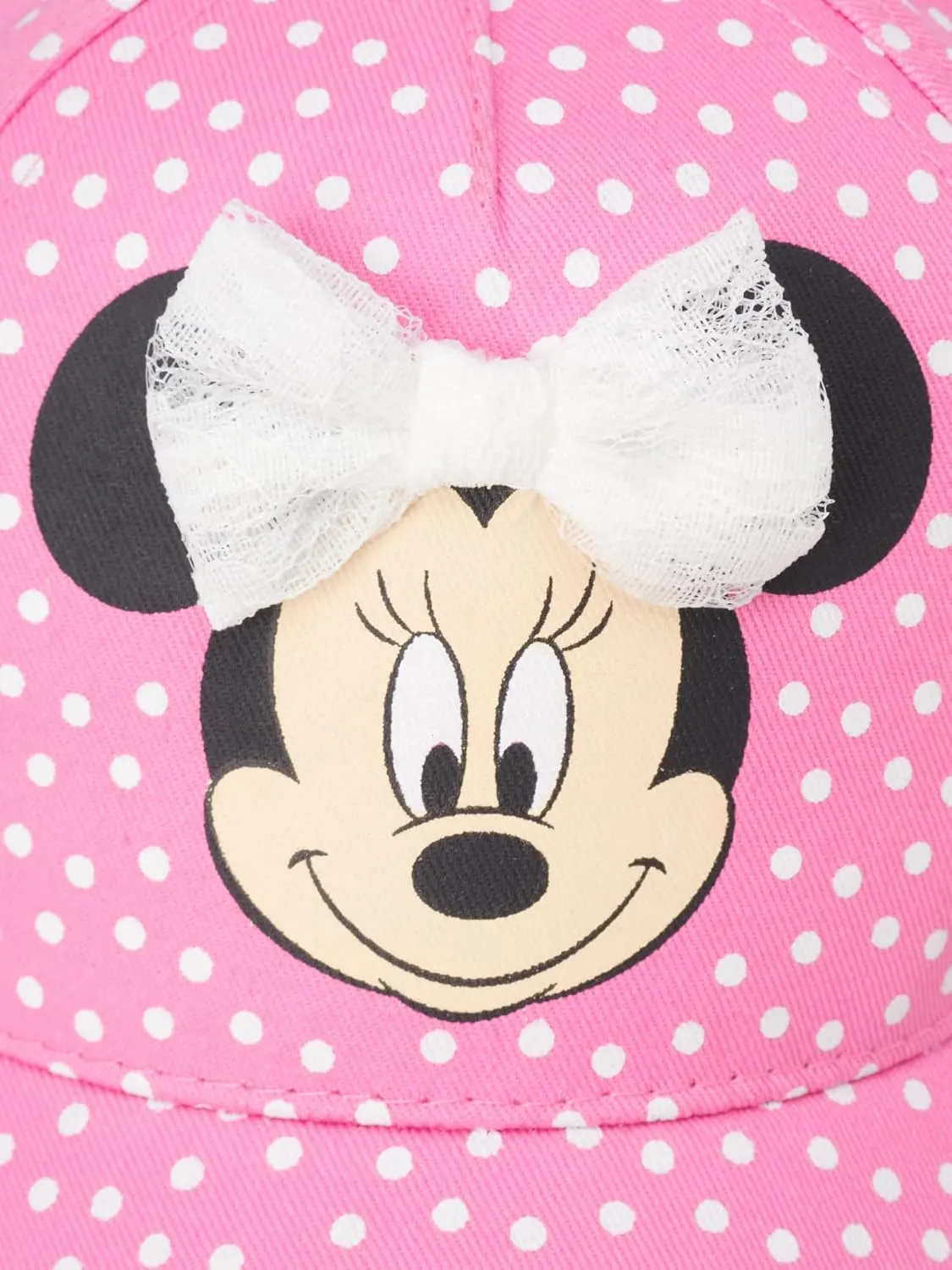 Disney Girls' Minnie Mouse Baseball Cap - 3D Bow Curved Brim Strap Back Hat (4-7)