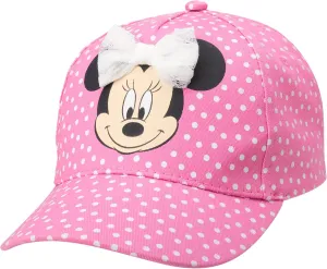 Disney Girls' Minnie Mouse Baseball Cap - 3D Bow Curved Brim Strap Back Hat (4-7)