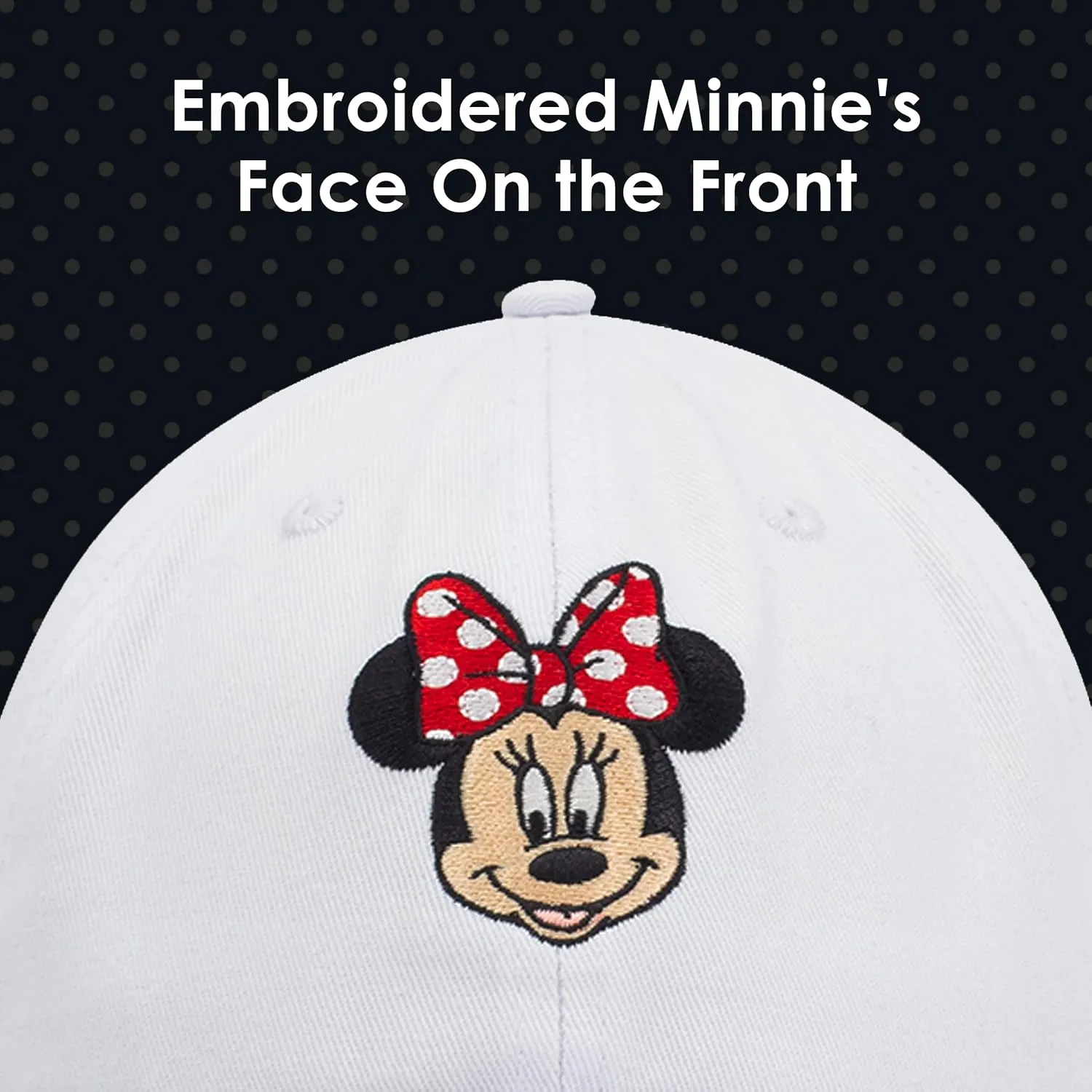 Disney Minnie Mouse Dad Hat, Cotton Adjustable Baseball Cap with Curved Brim
