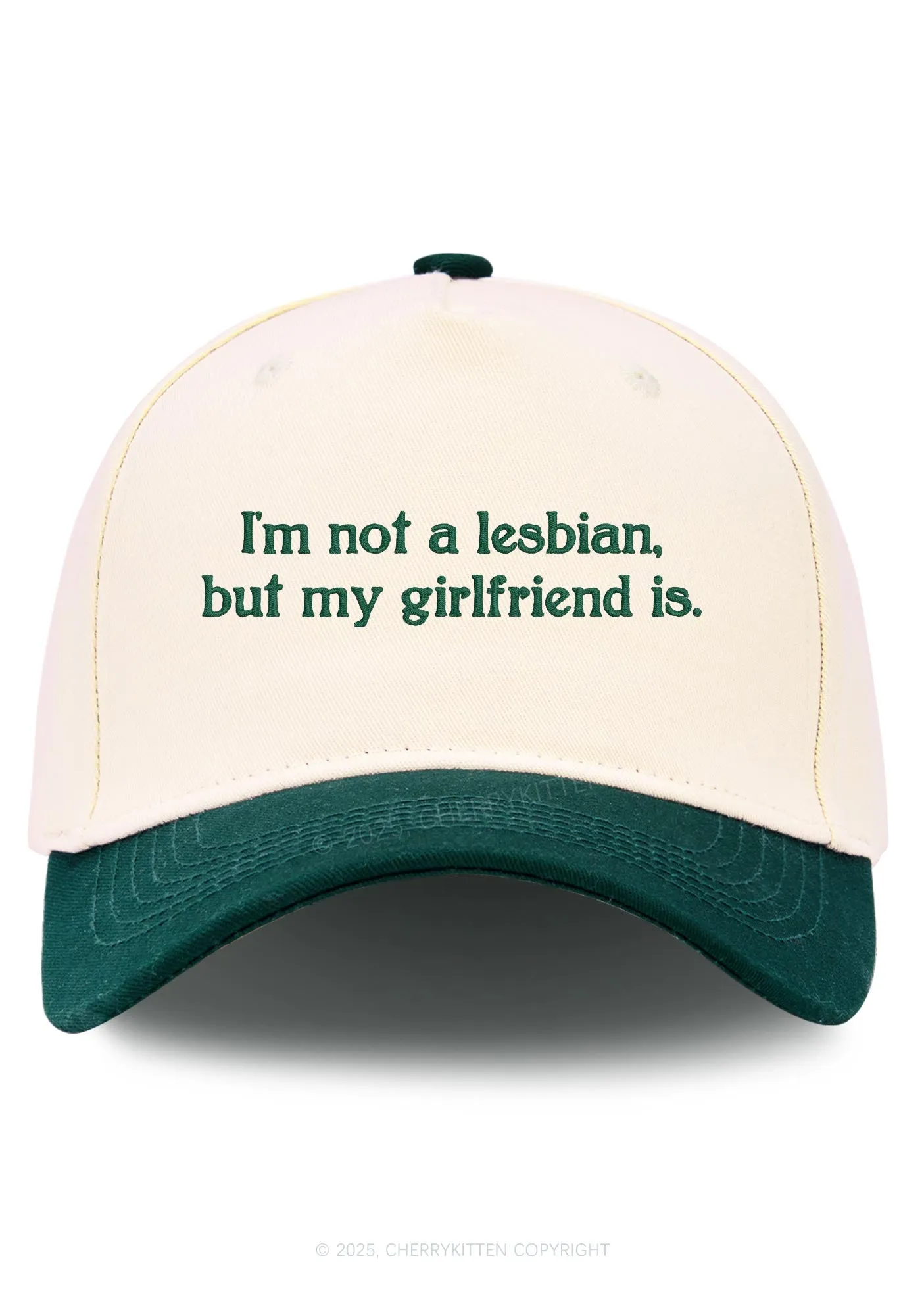 Embroidered My Girlfriend Is Lesbian Pride Y2K Color Block Baseball Cap Cherrykitten