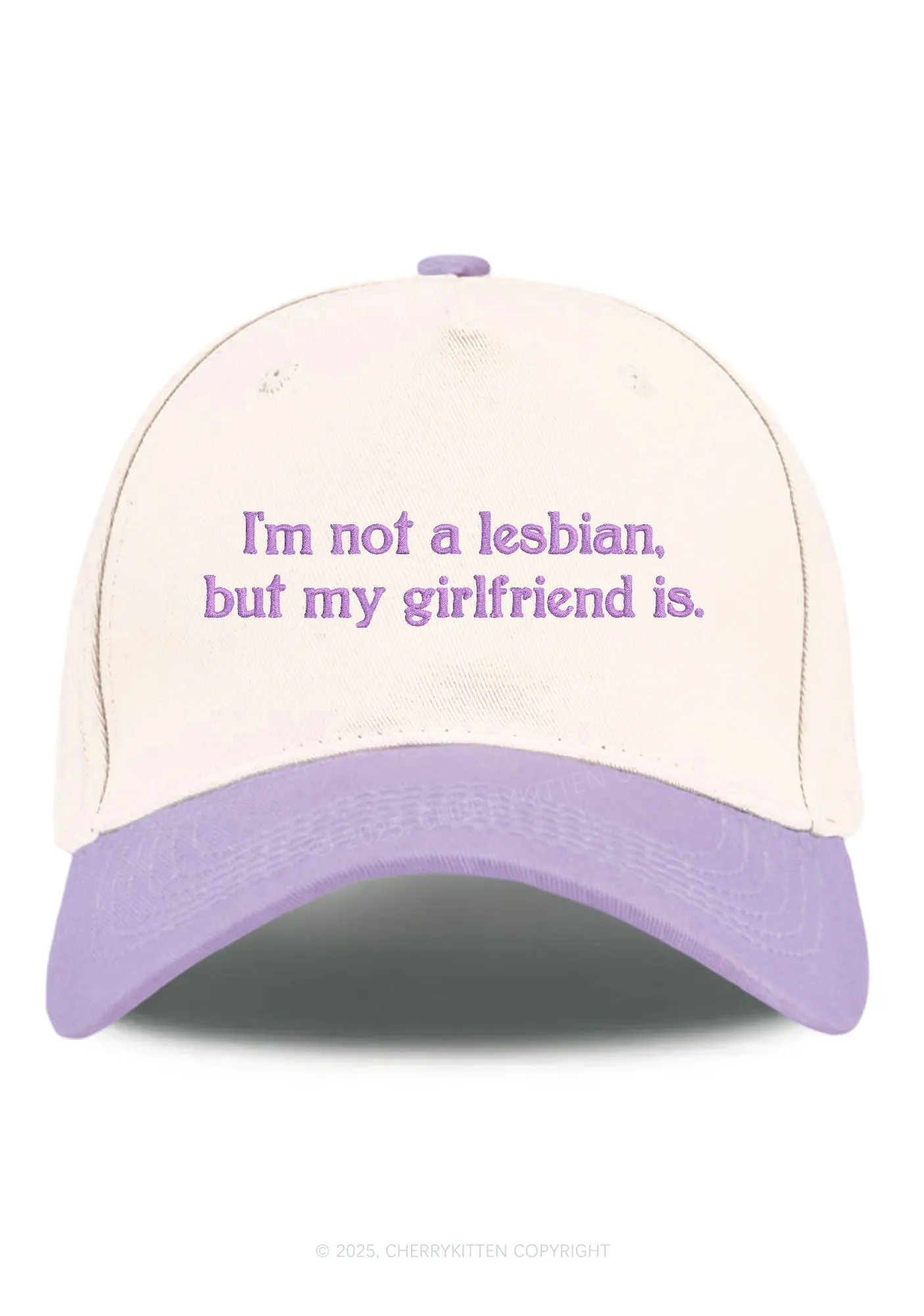 Embroidered My Girlfriend Is Lesbian Pride Y2K Color Block Baseball Cap Cherrykitten