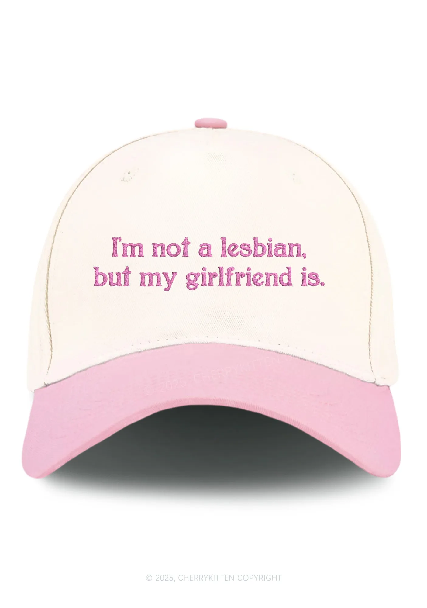 Embroidered My Girlfriend Is Lesbian Pride Y2K Color Block Baseball Cap Cherrykitten