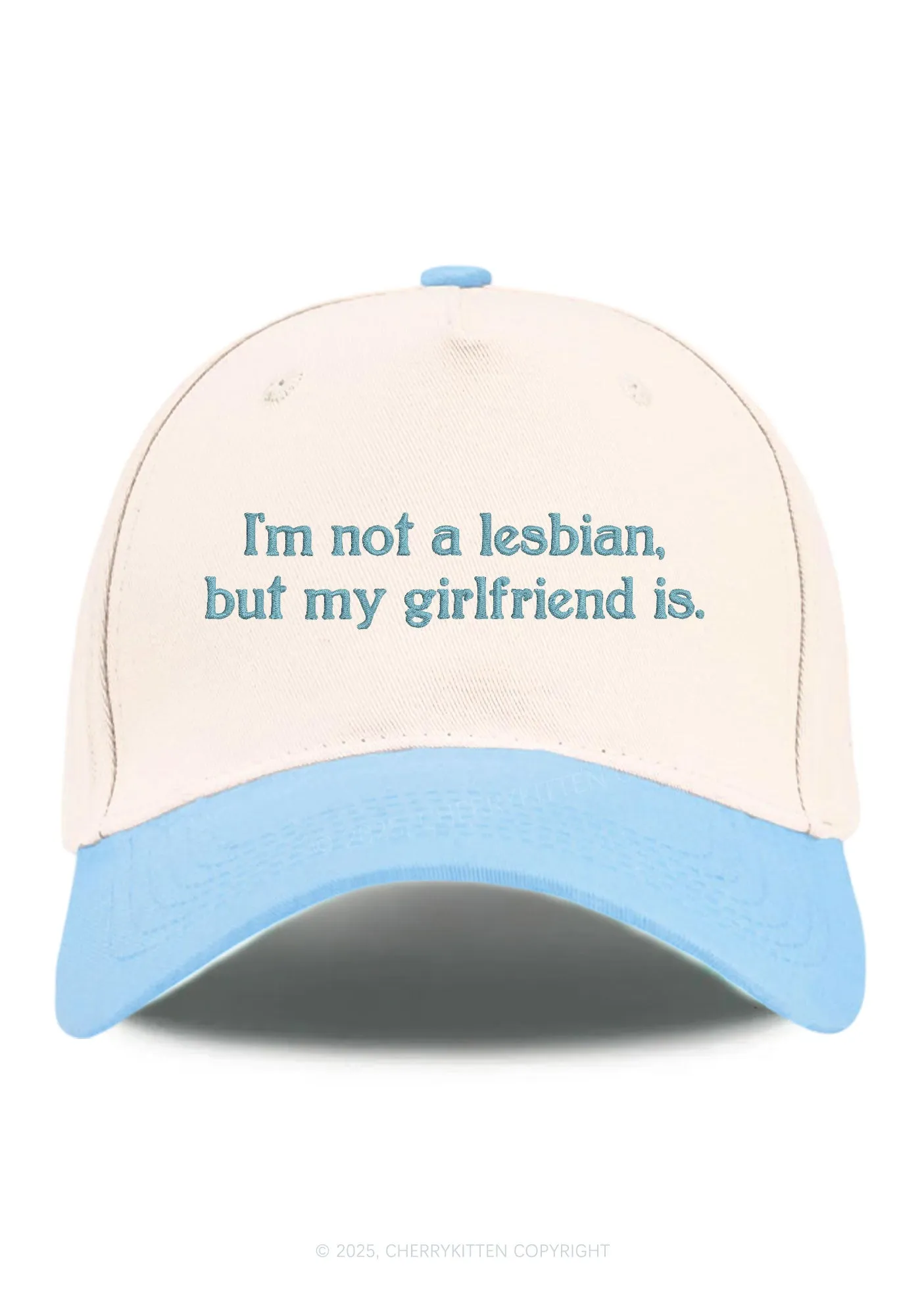 Embroidered My Girlfriend Is Lesbian Pride Y2K Color Block Baseball Cap Cherrykitten