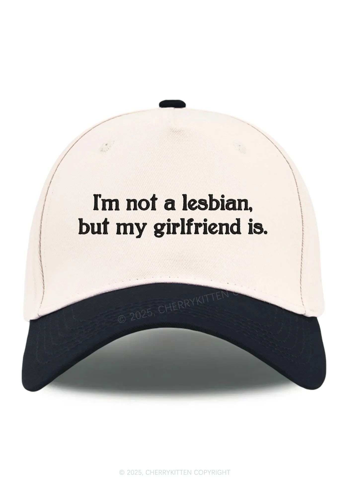 Embroidered My Girlfriend Is Lesbian Pride Y2K Color Block Baseball Cap Cherrykitten