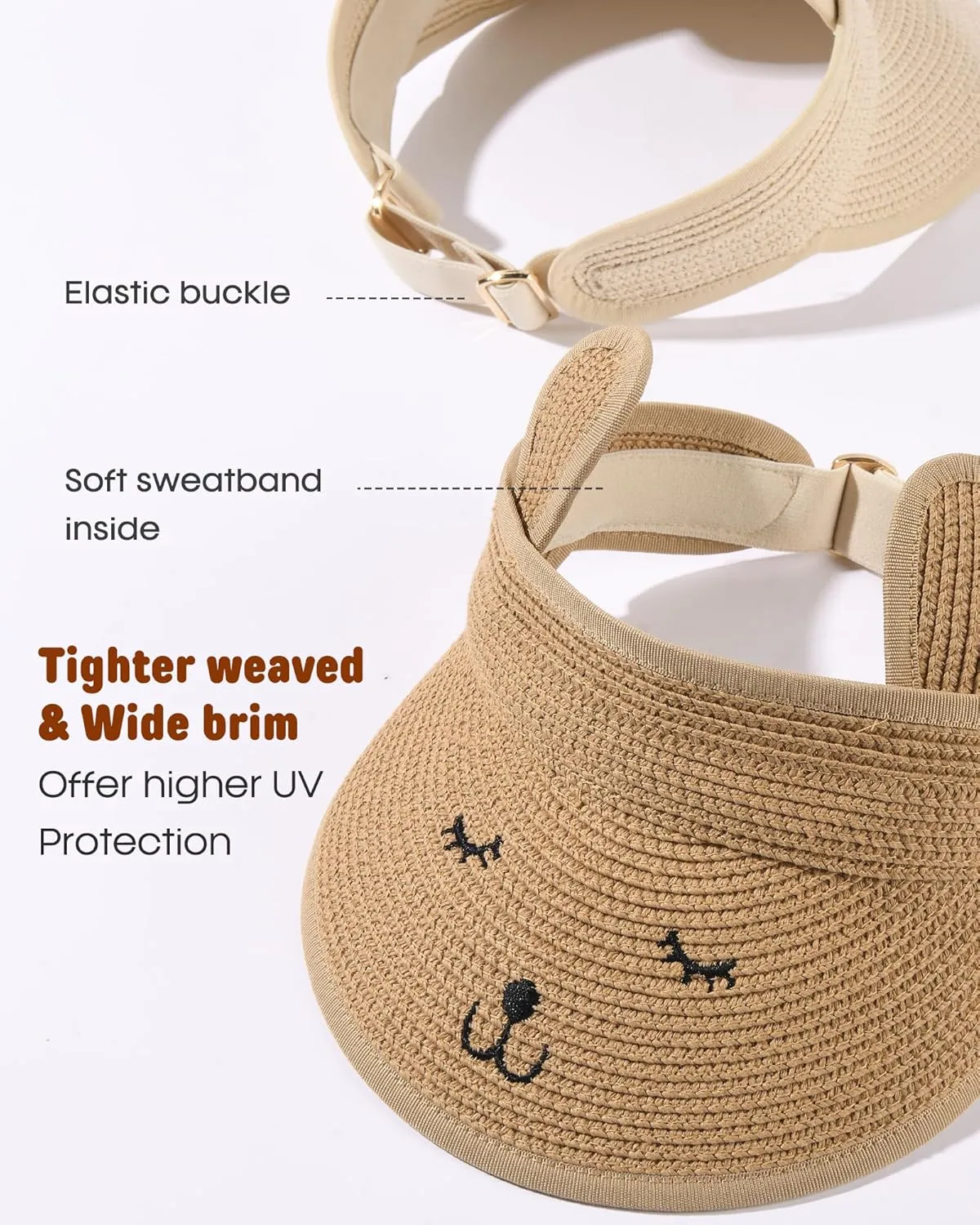 FURTALK Kids Toddler Straw Sun Visor Hat Wide Brim Beach Hat for Girls Boys
