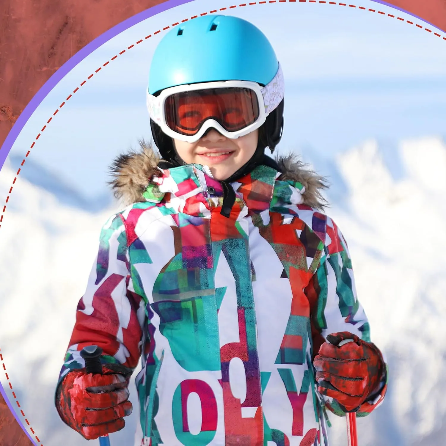 Honoson 2 Pairs Kids Snow Gloves Winter Waterproof Ski Gloves for Boys Girls Outdoor Toddler Snowboard Warm Youth Clothes