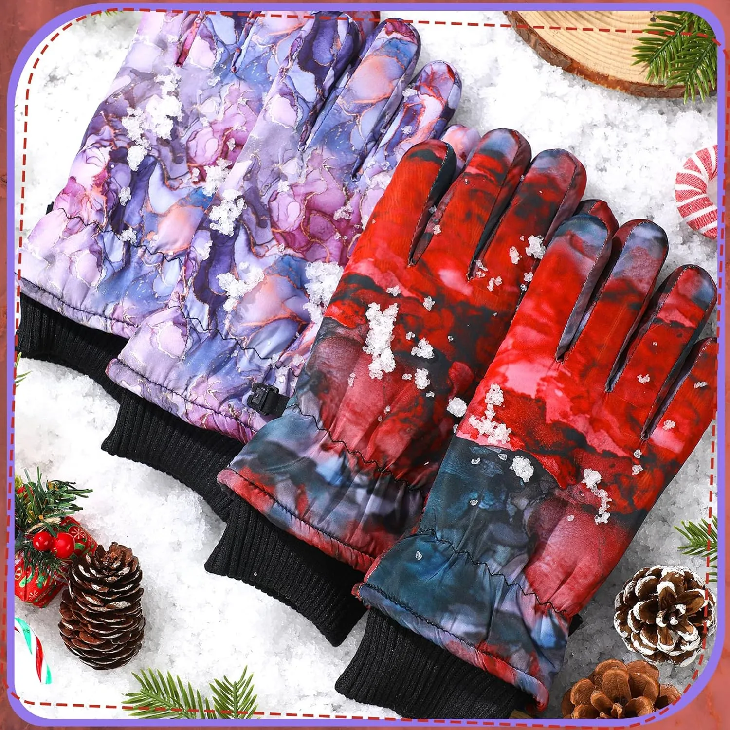 Honoson 2 Pairs Kids Snow Gloves Winter Waterproof Ski Gloves for Boys Girls Outdoor Toddler Snowboard Warm Youth Clothes