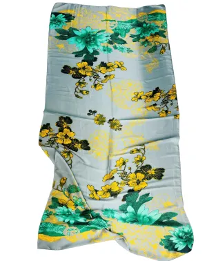 JC023328 Grey-Green Floral Artwork Scarf/Shawl
