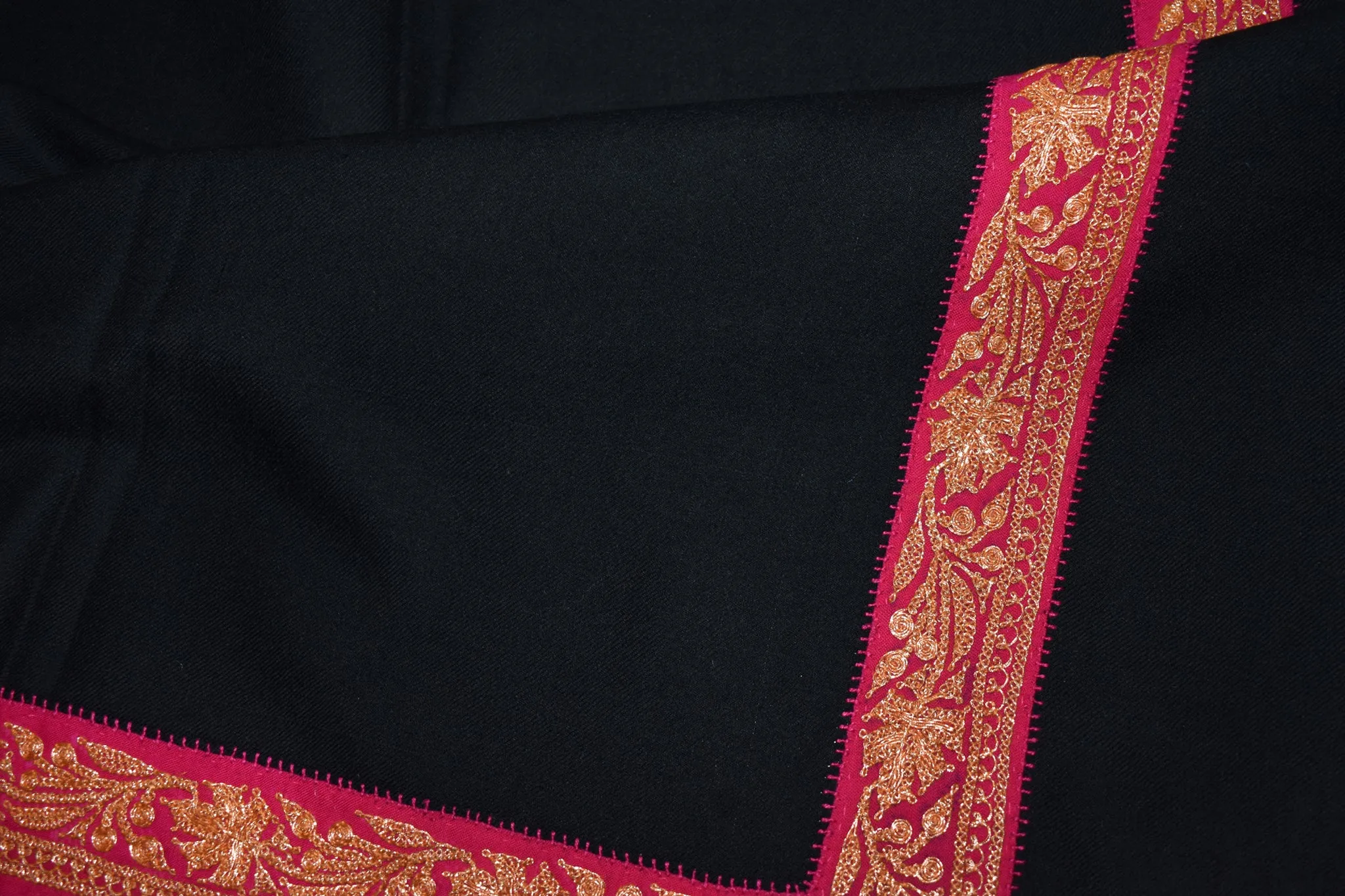 kashmiri pashmina tilla work shawl black 40x80 inch