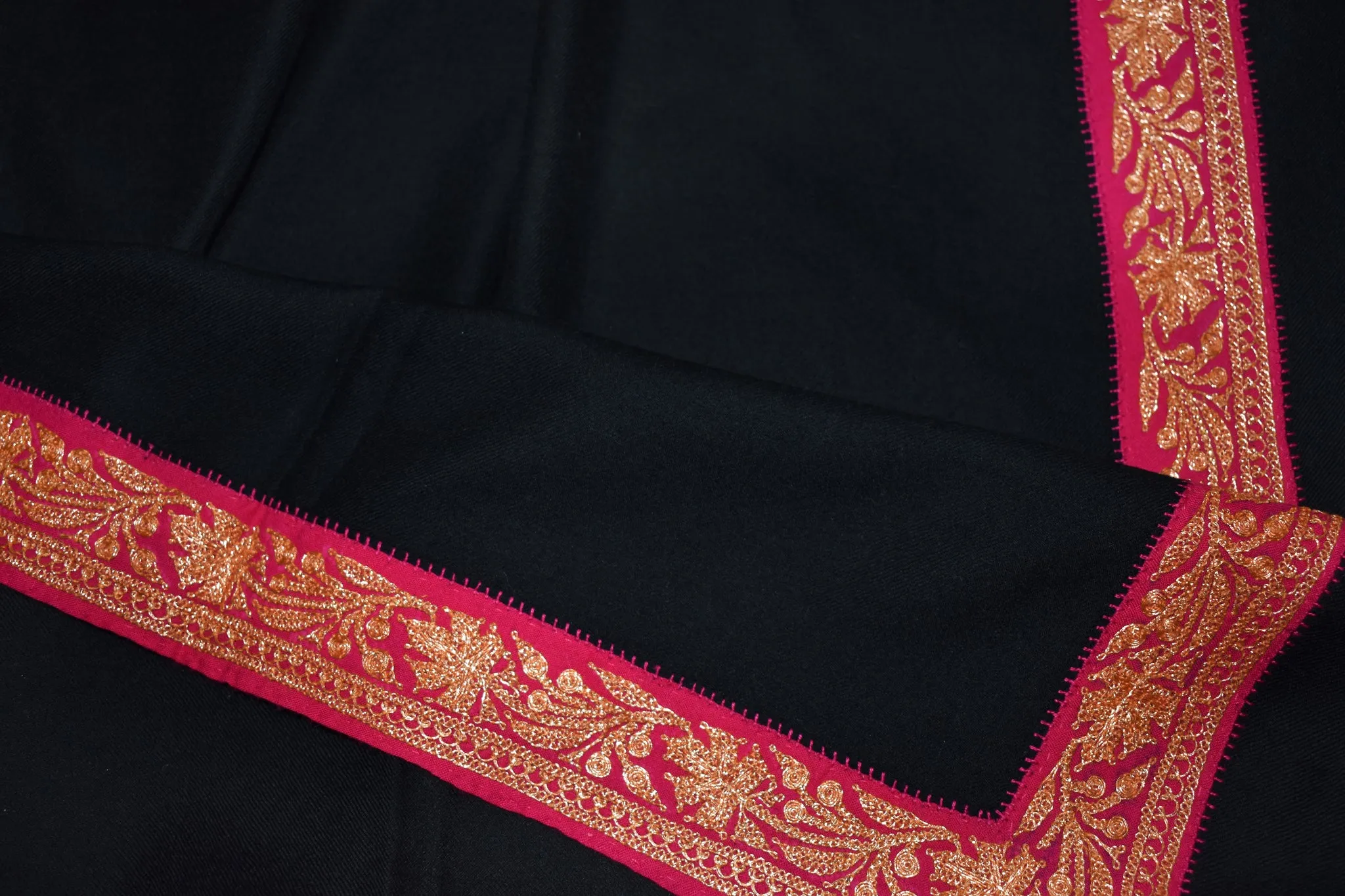 kashmiri pashmina tilla work shawl black 40x80 inch