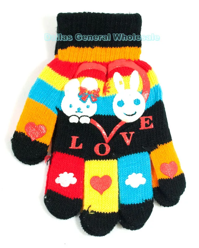 Little Girls Cute Knitted Gloves Wholesale