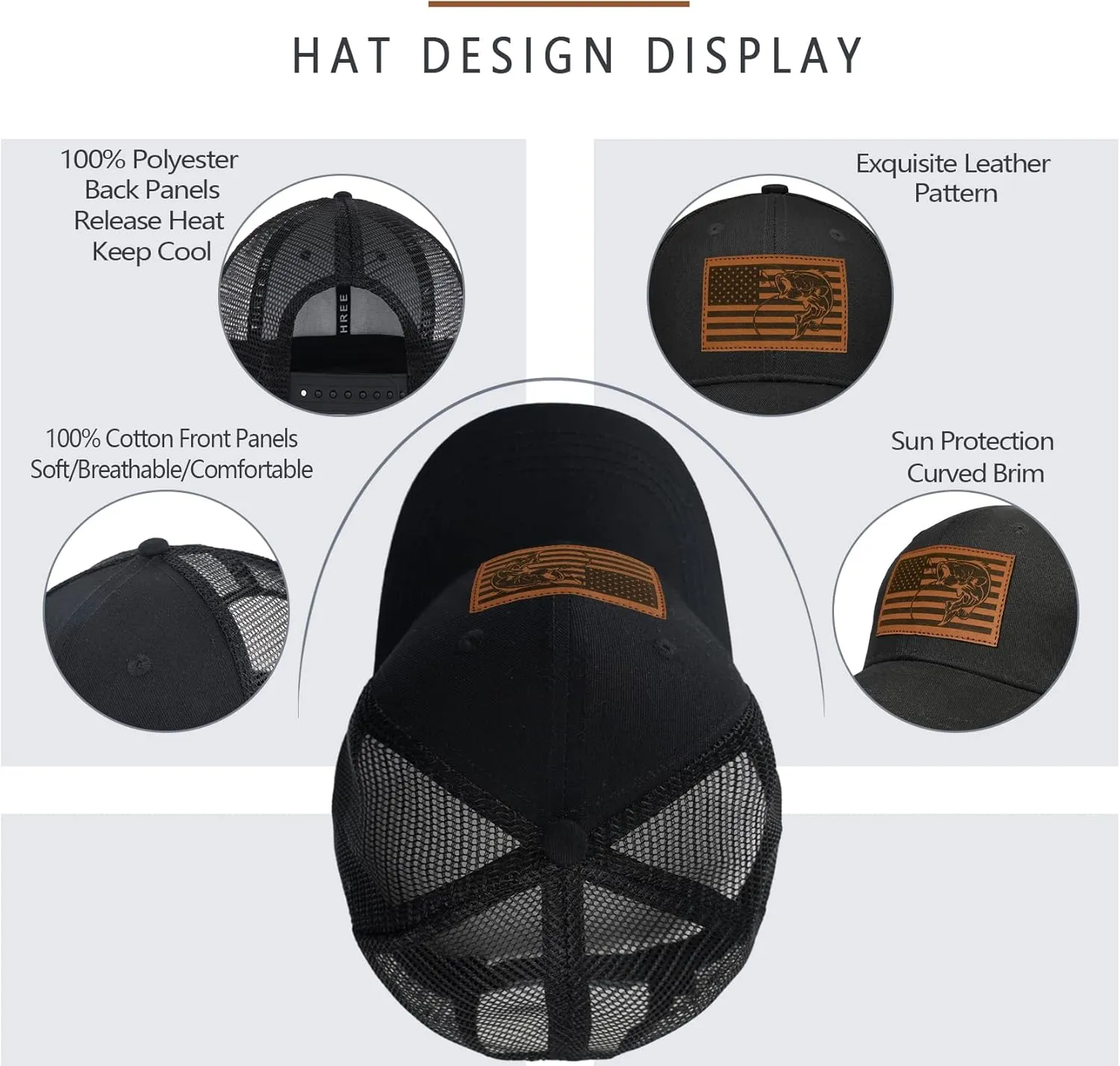 Men's Hat Gifts for Dad Husband Grandpa Father's Day Christmas Birthday Gifts Trucker Hat Leather Pattern Baseball Cap
