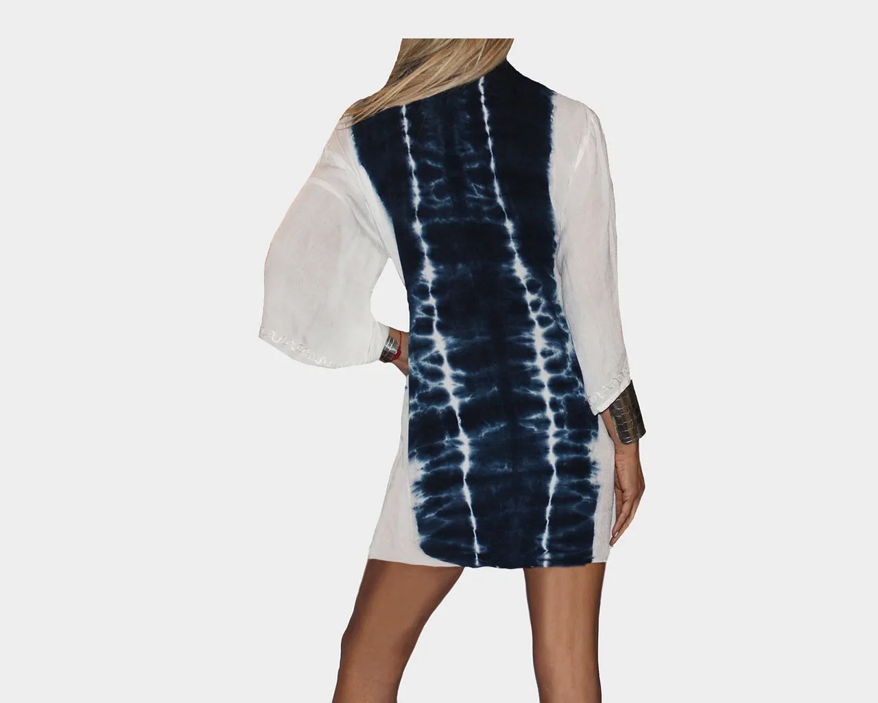 Mykonos Blue & White Apres-Beach Cover-up Dress- The Athens