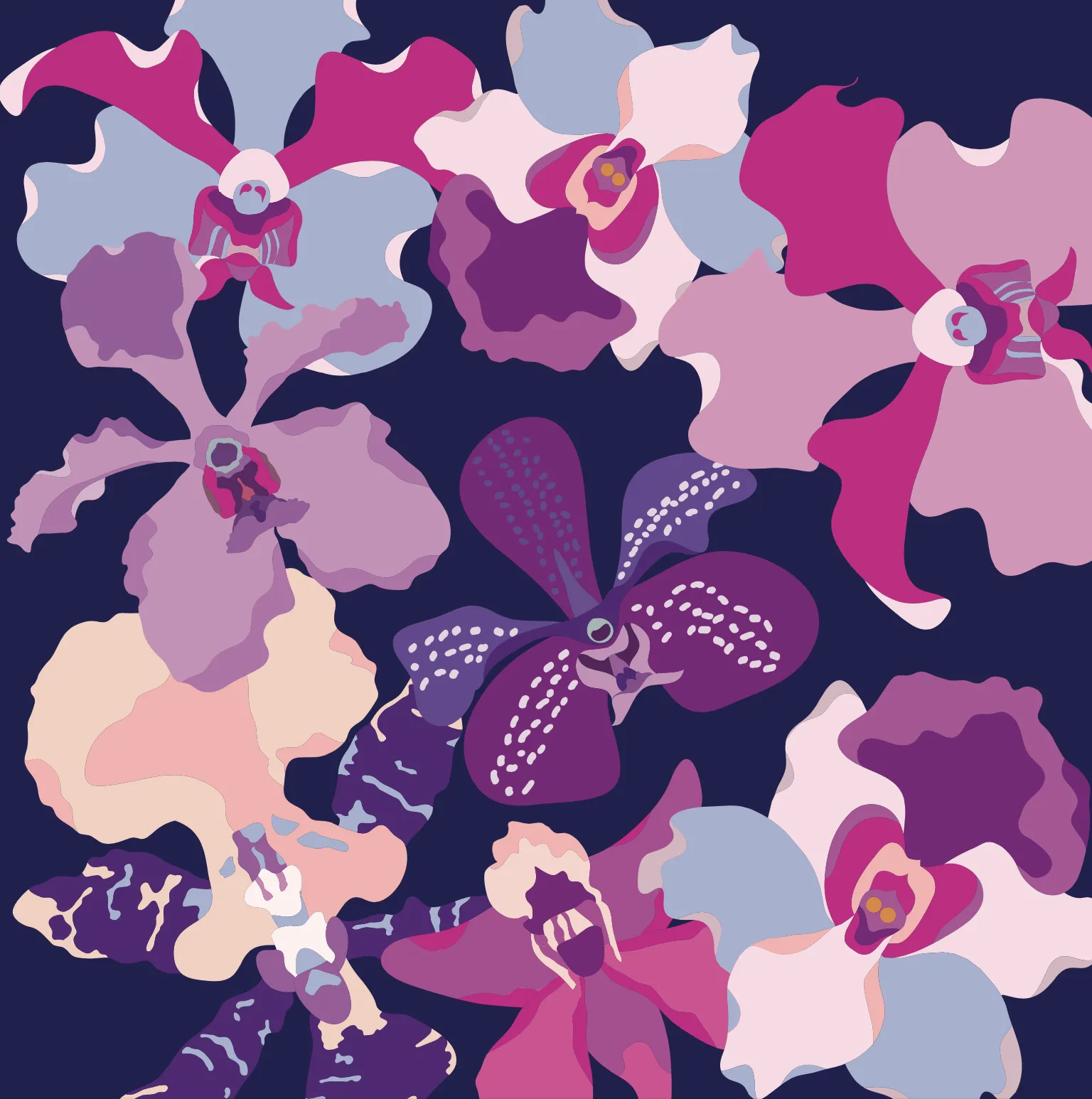 Orchids Rhapsody Premium Cashmere Shawl