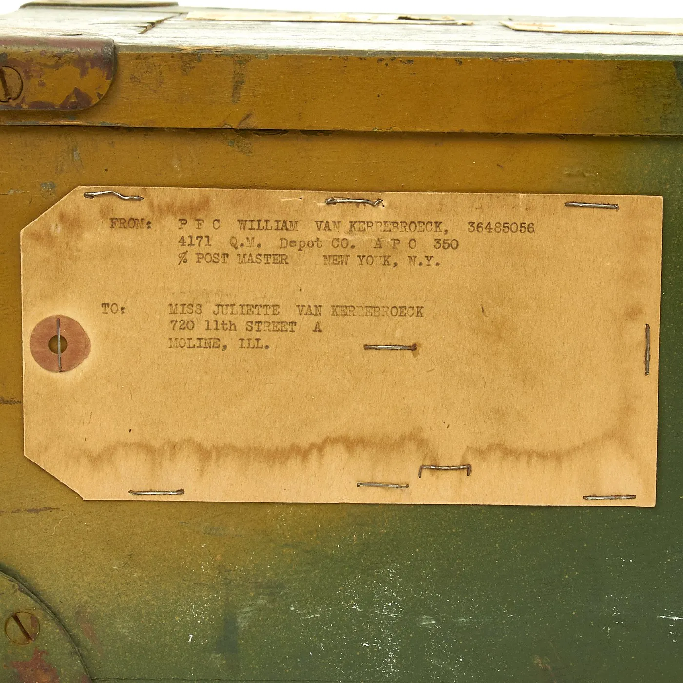 Original German WWII USGI Captured Normandy Camouflage Bring Back Box with Contents