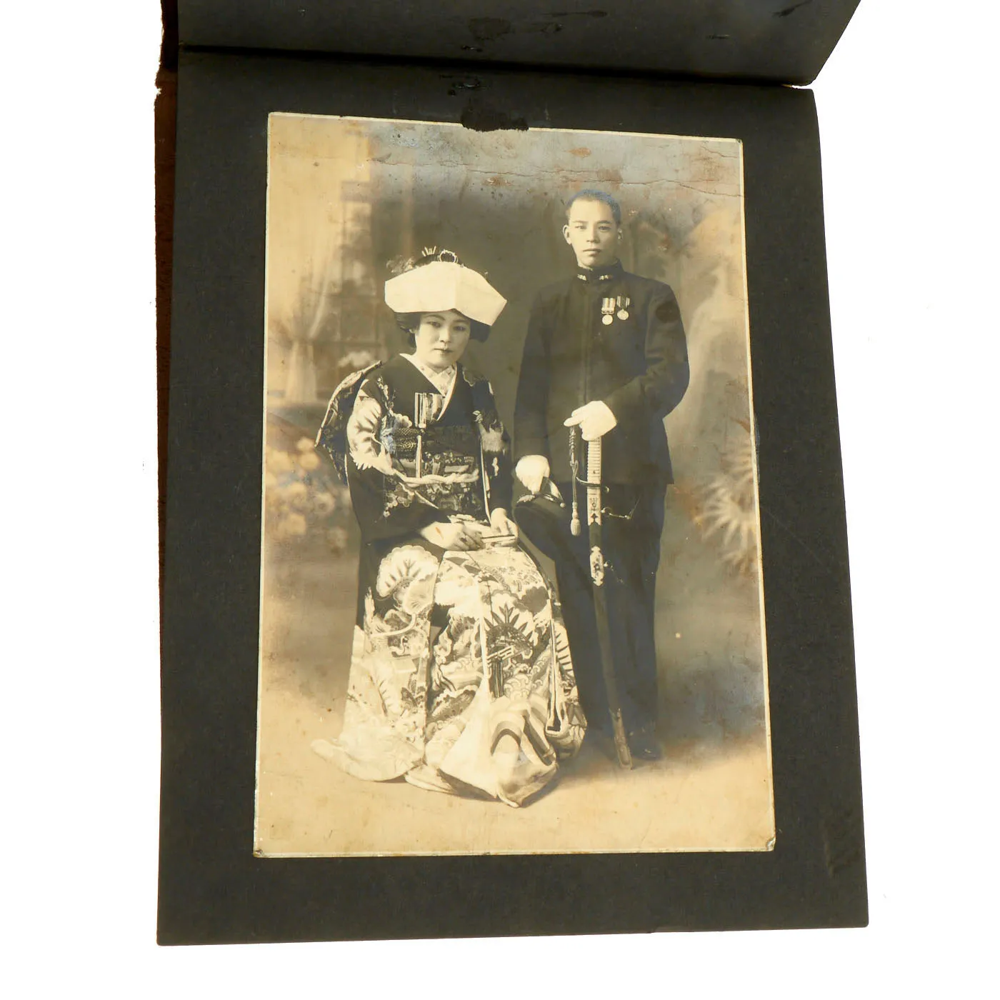Original Imperial Japanese Army WWII Service Memories Personal Photo Album Featuring Emperor Hirohito - 63 Pictures