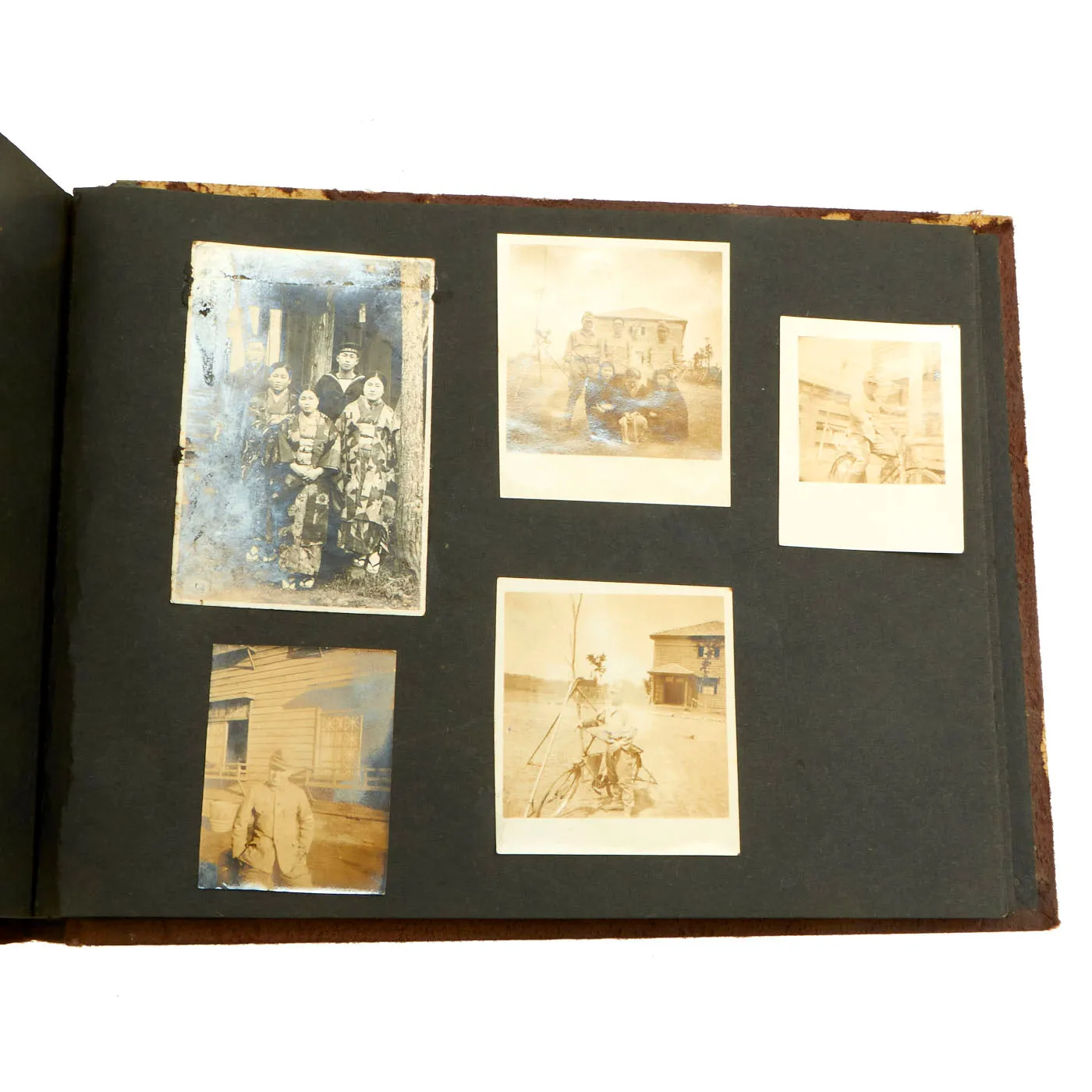 Original Imperial Japanese Army WWII Service Memories Personal Photo Album Featuring Emperor Hirohito - 63 Pictures