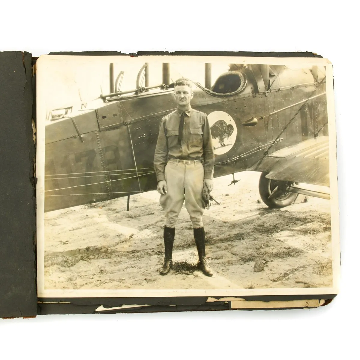 Original U.S. WWI AEF Aero Squadron Scrapbook, Flying Helmet, Goggles, Glove Set
