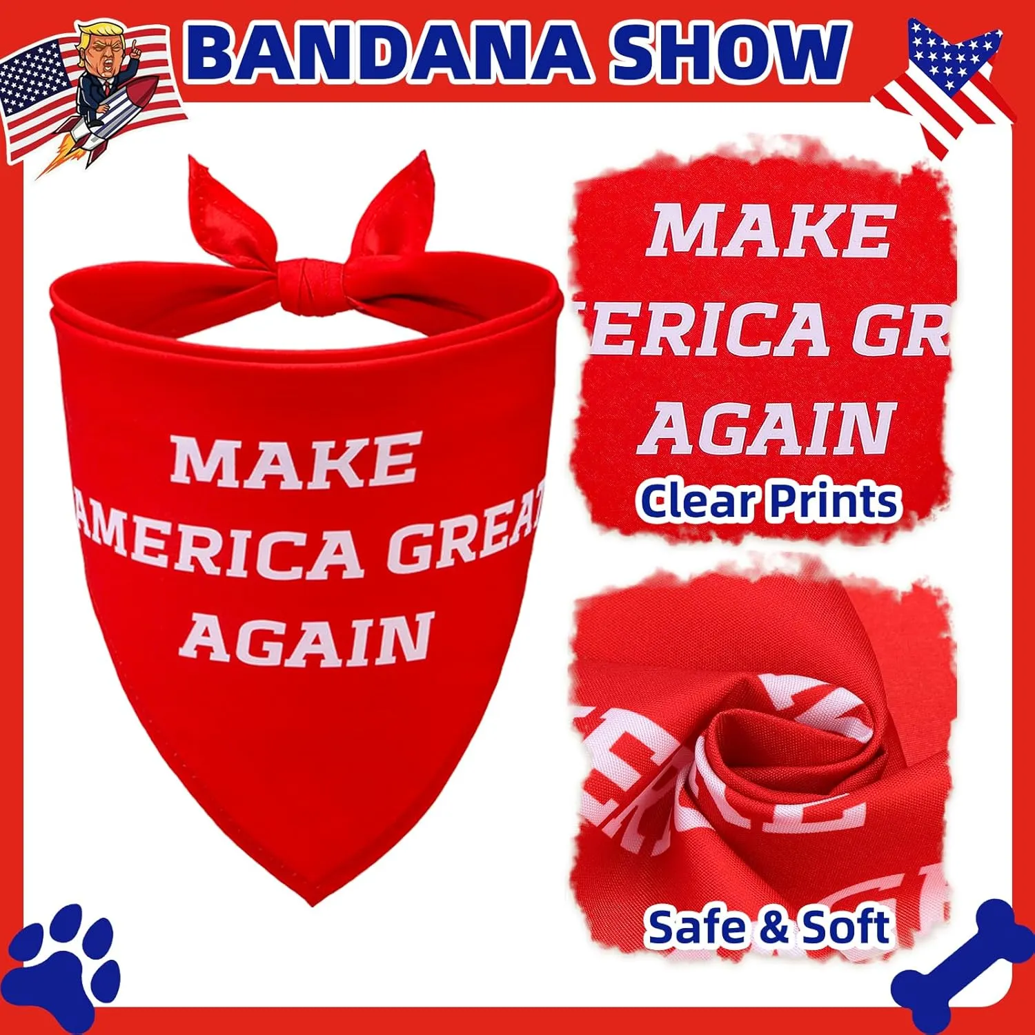 PUPTECK 4th of July Dog Bandana Outfit Scarf with Cute Doggy Peaked Cap, Costume Decorations Supplies for Small Dogs Boy Girl Gifts, Red
