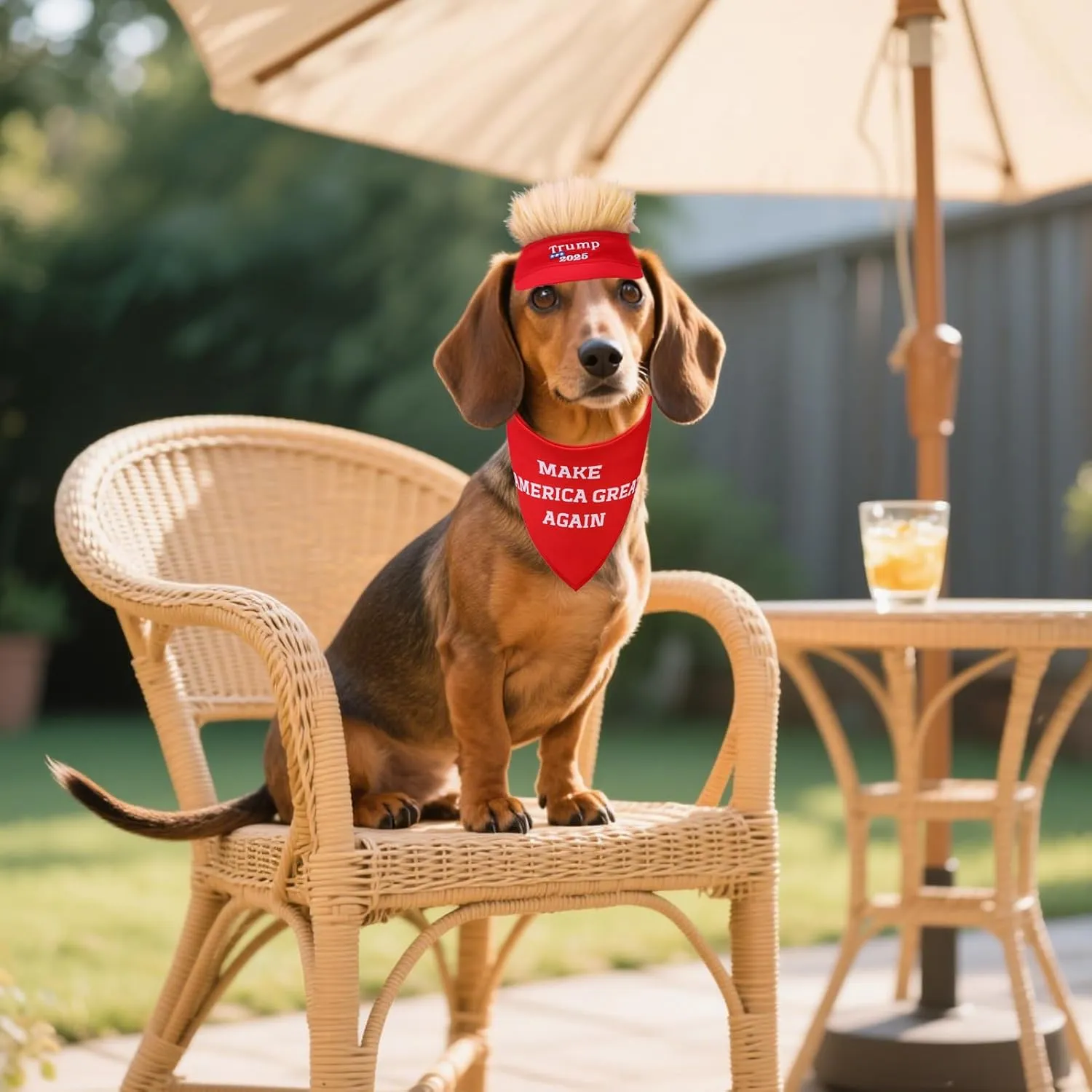 PUPTECK 4th of July Dog Bandana Outfit Scarf with Cute Doggy Peaked Cap, Costume Decorations Supplies for Small Dogs Boy Girl Gifts, Red