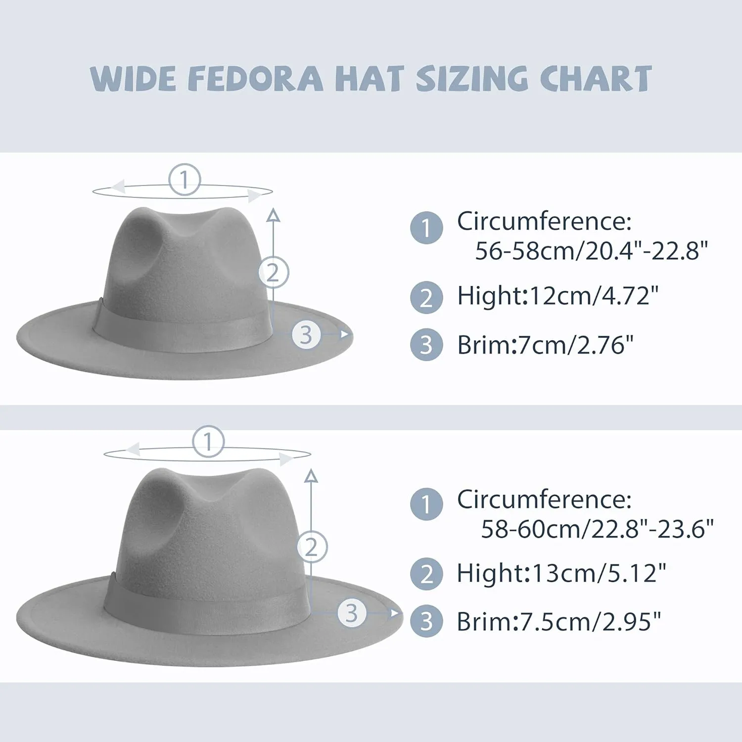 SAJUZEN Womens & Mens Fedora Hats, Wide Brim Fedora Hats for Women Men