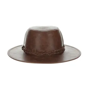 Scala Bennet Vegan Leather Wide Flat Brim Boater