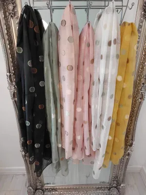 Silk Semi Sheer Polka Dot Scarf - choose your colour