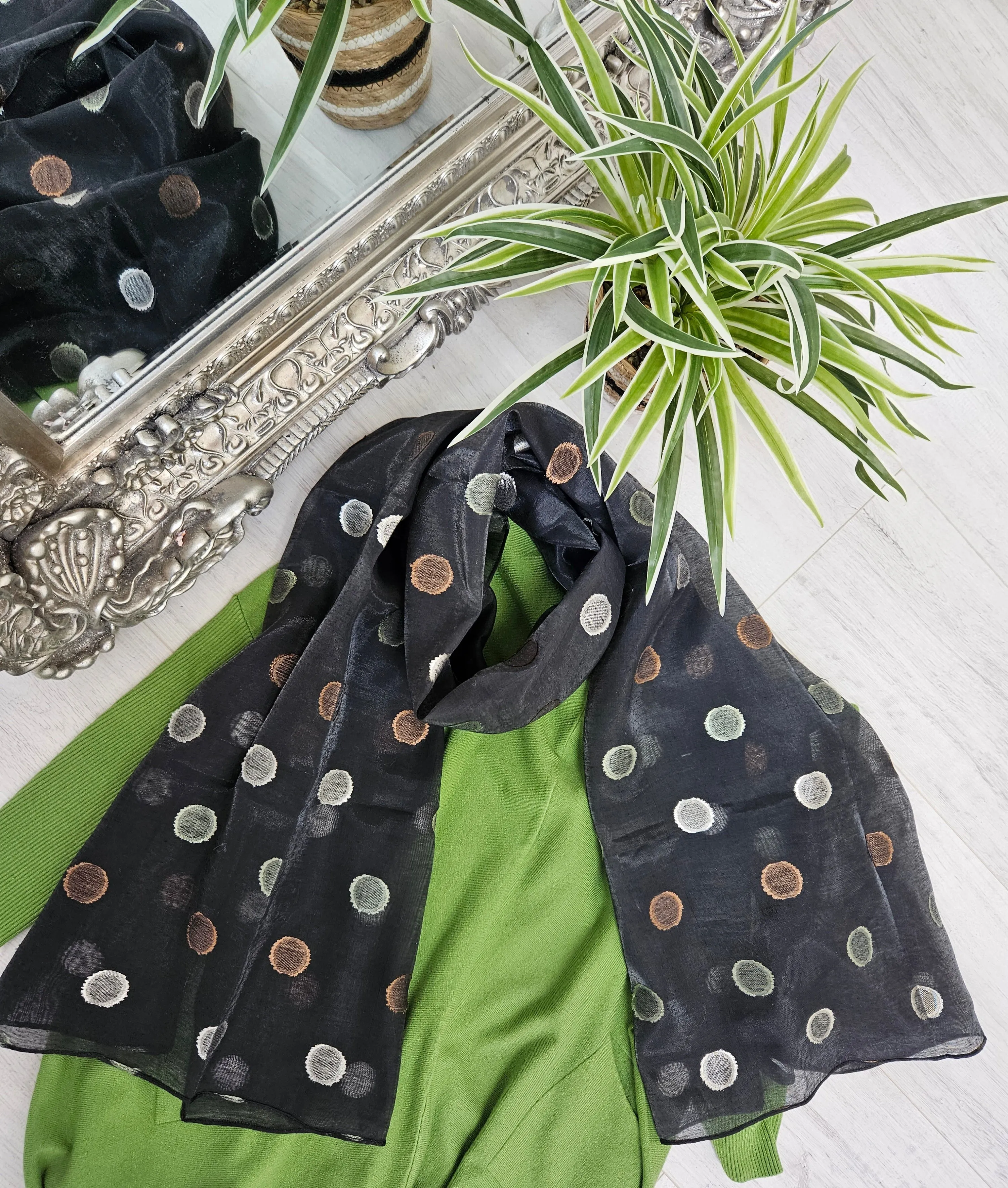 Silk Semi Sheer Polka Dot Scarf - choose your colour