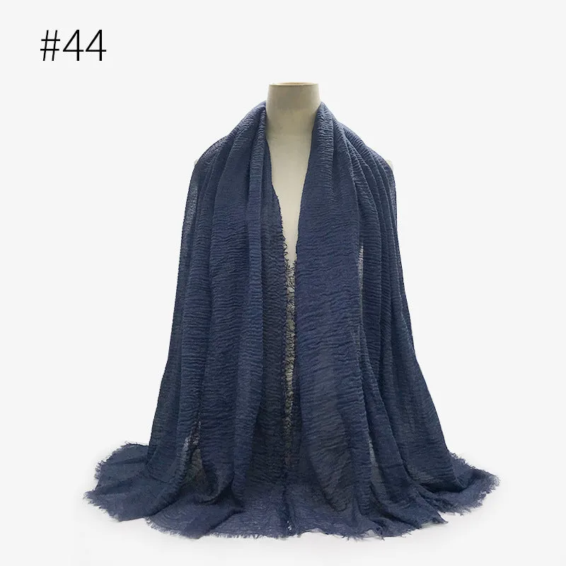 Soft Cotton Scarf with Fringes for Women – Solid Hijab, Stylish Pashmina Wrap, Popular Muffler Shawl for Everyday Wear.