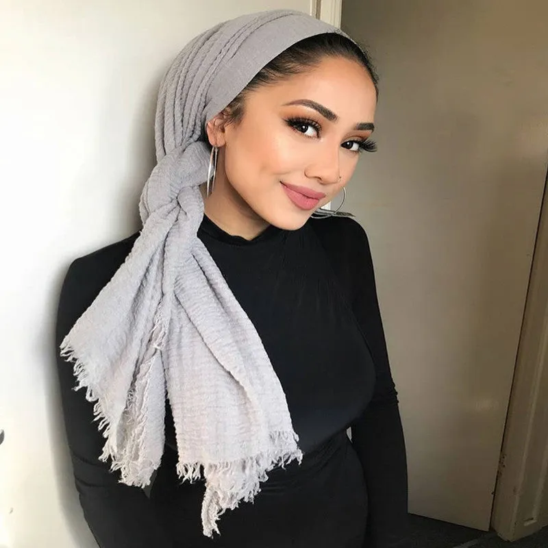 Soft Cotton Scarf with Fringes for Women – Solid Hijab, Stylish Pashmina Wrap, Popular Muffler Shawl for Everyday Wear.