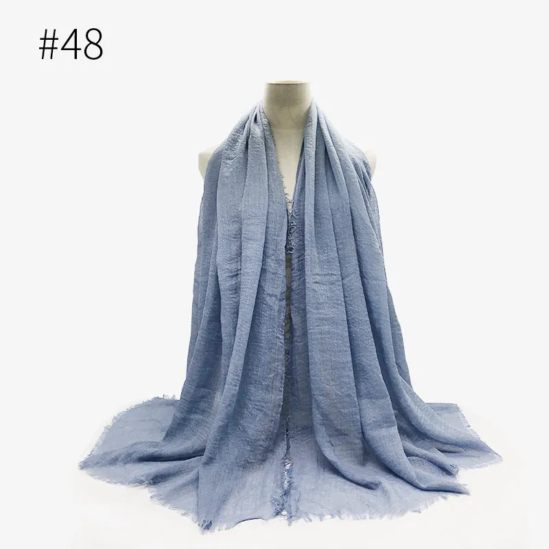 Soft Cotton Scarf with Fringes for Women – Solid Hijab, Stylish Pashmina Wrap, Popular Muffler Shawl for Everyday Wear.