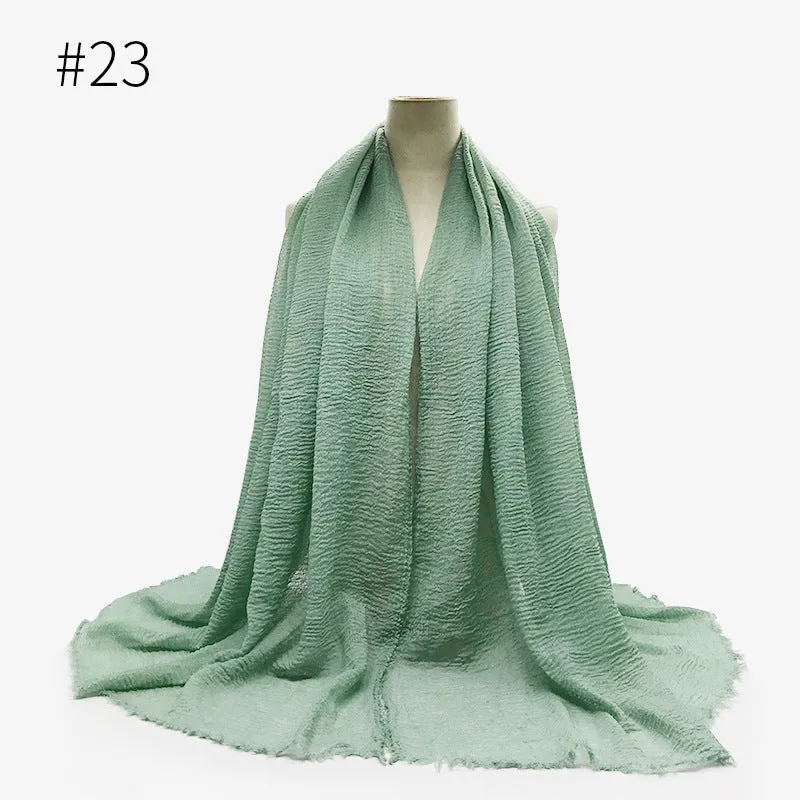 Soft Cotton Scarf with Fringes for Women – Solid Hijab, Stylish Pashmina Wrap, Popular Muffler Shawl for Everyday Wear.