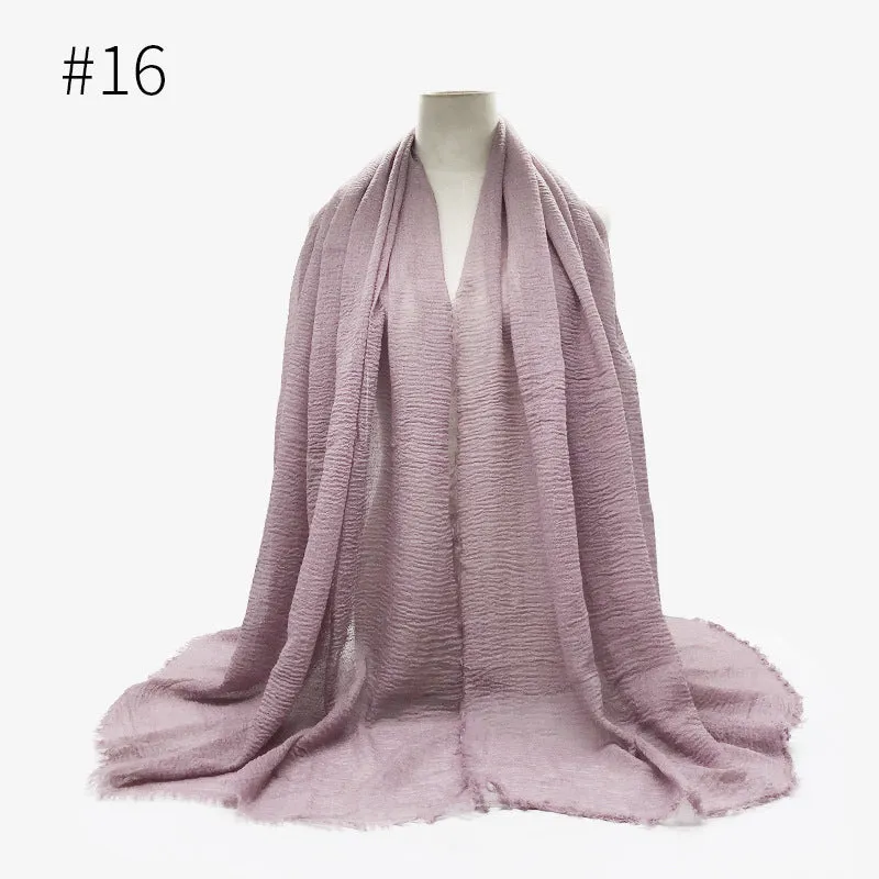 Soft Cotton Scarf with Fringes for Women – Solid Hijab, Stylish Pashmina Wrap, Popular Muffler Shawl for Everyday Wear.