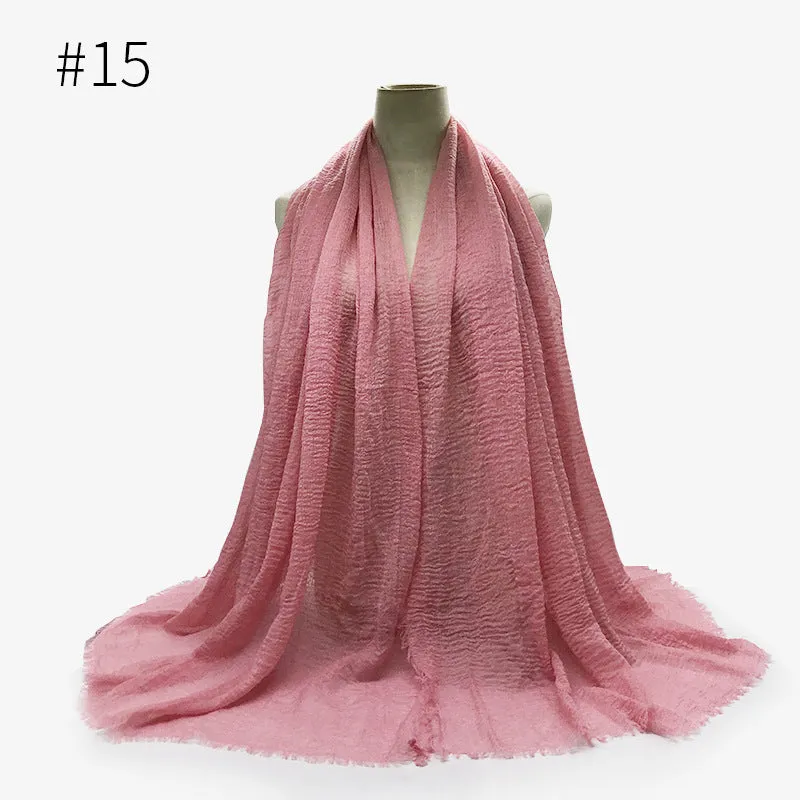 Soft Cotton Scarf with Fringes for Women – Solid Hijab, Stylish Pashmina Wrap, Popular Muffler Shawl for Everyday Wear.