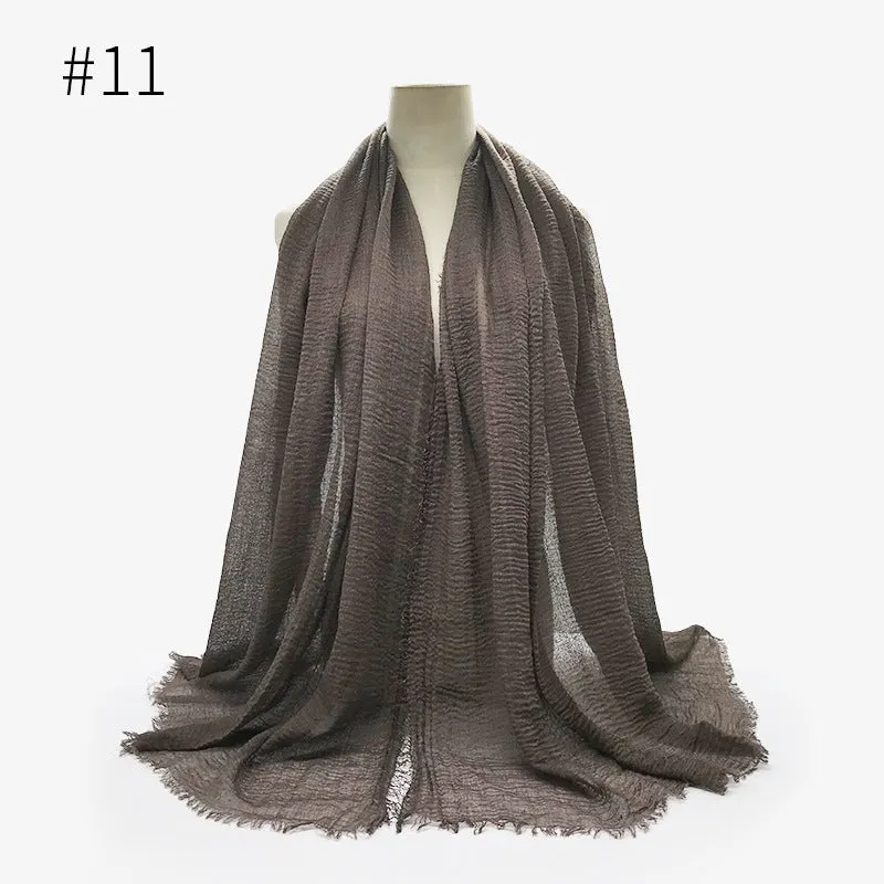 Soft Cotton Scarf with Fringes for Women – Solid Hijab, Stylish Pashmina Wrap, Popular Muffler Shawl for Everyday Wear.